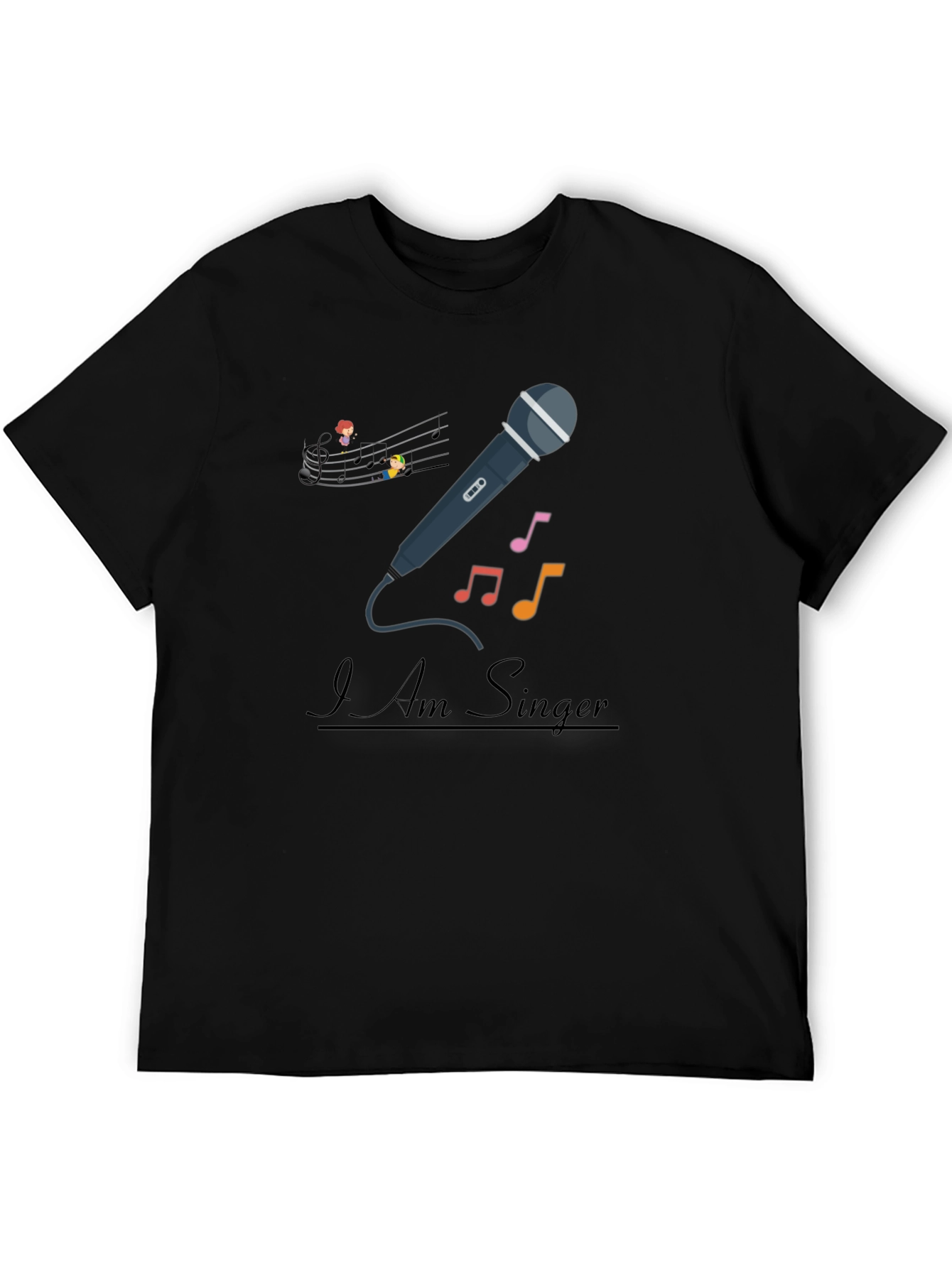 I Am Singer T-Shirt - Musical Notes Microphone Design