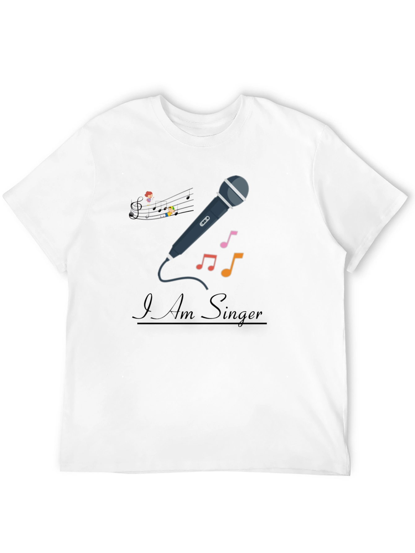 I Am Singer T-Shirt - Musical Notes Microphone Design