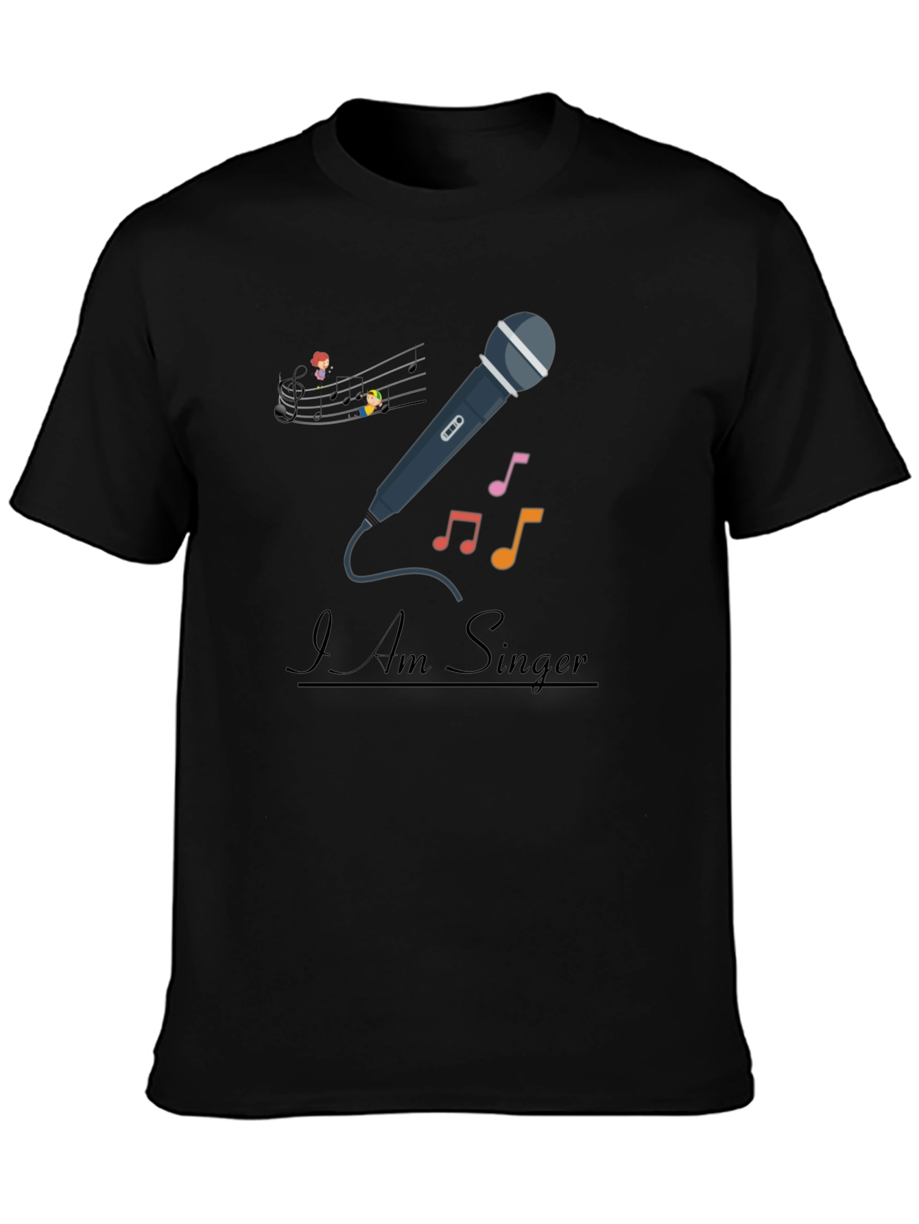 I Am Singer T-Shirt - Musical Notes Microphone Design