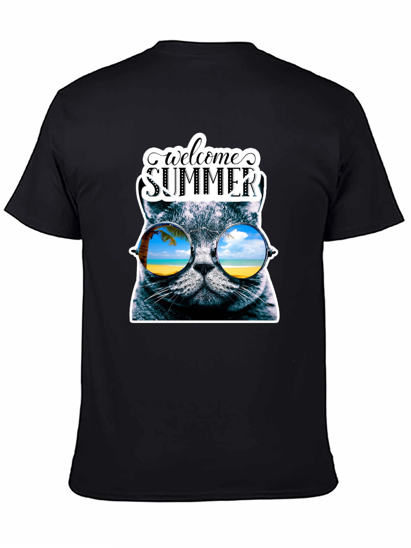 Welcome Summer Cat Graphic T-Shirt