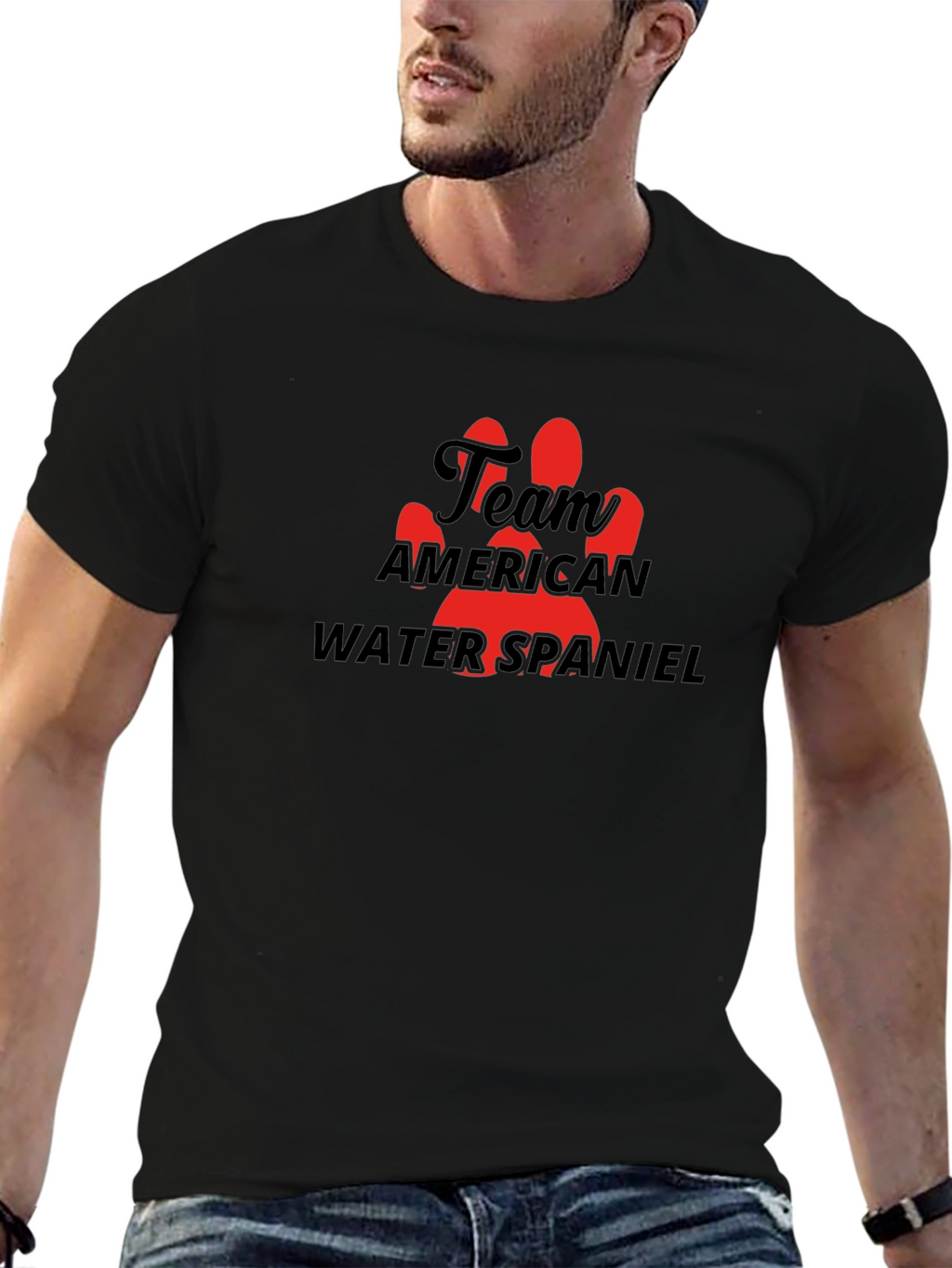 Team American Water Spaniel Black T-Shirt