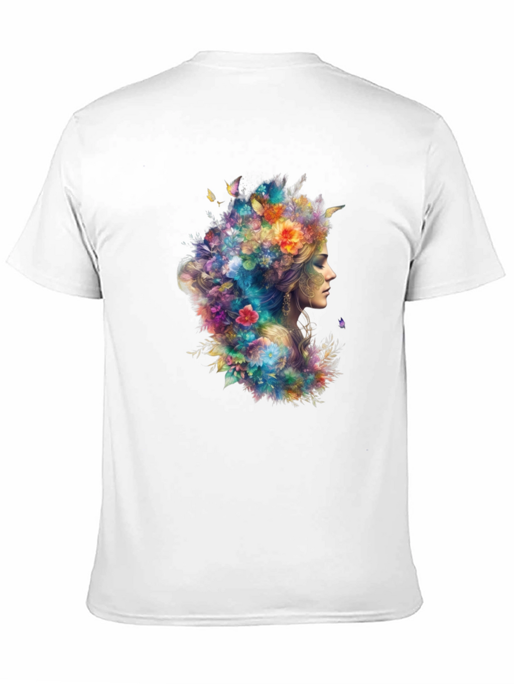 Floral Goddess Graphic Tee - Black Cotton T-Shirt