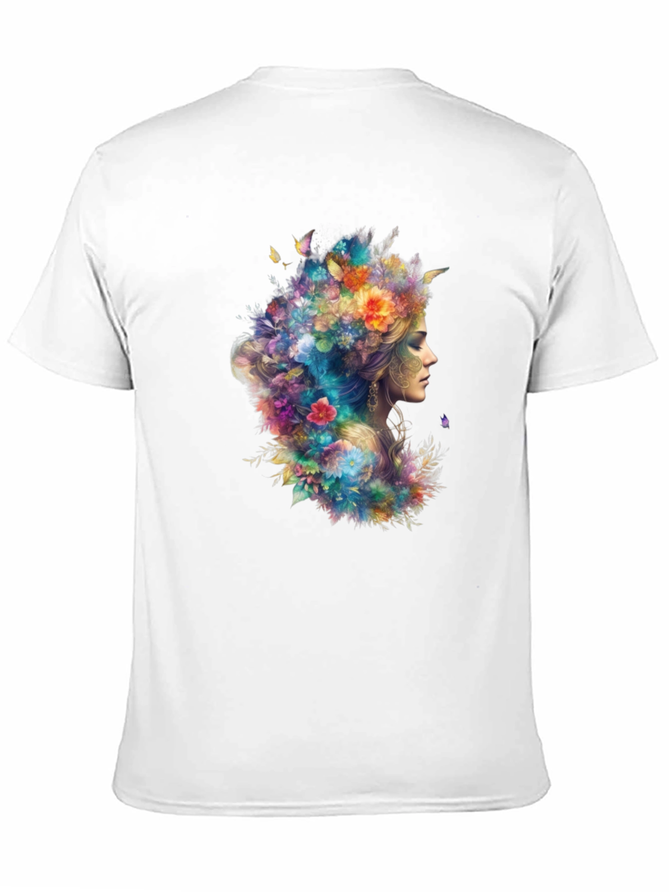 Floral Goddess Graphic Tee - Black Cotton T-Shirt