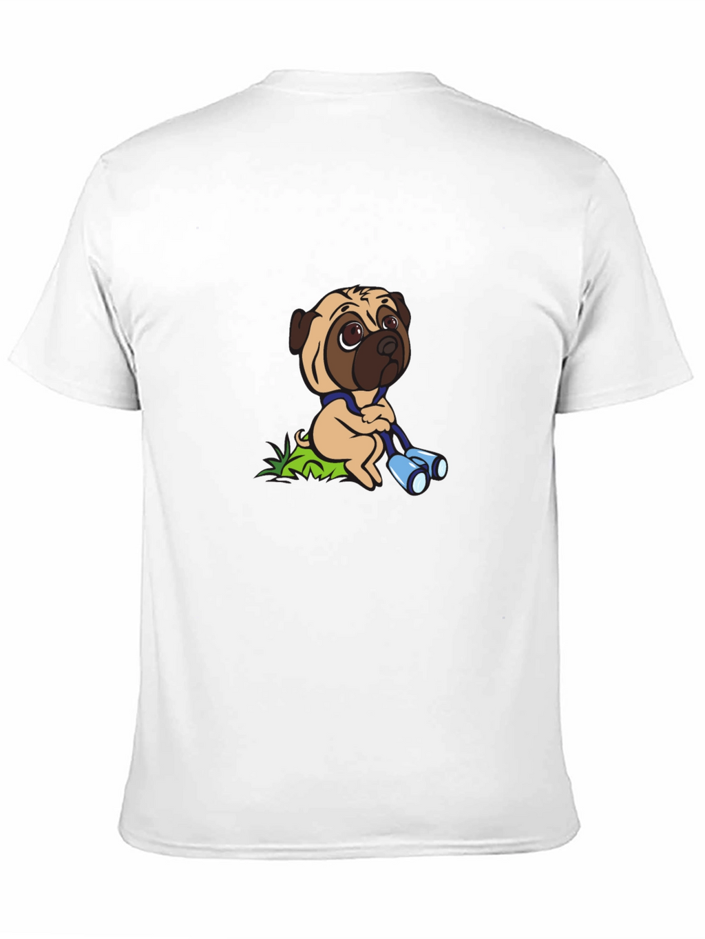 Pug with Binoculars Graphic Tee - Black