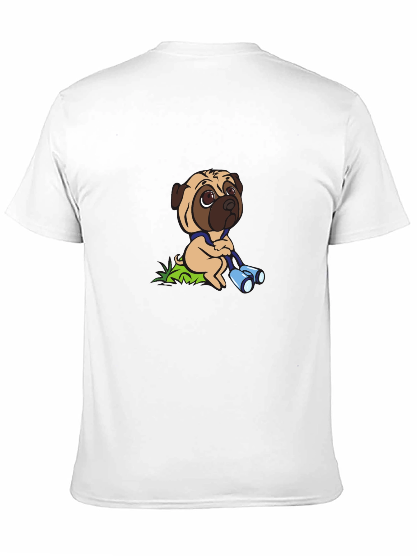 Pug with Binoculars Graphic Tee - Black