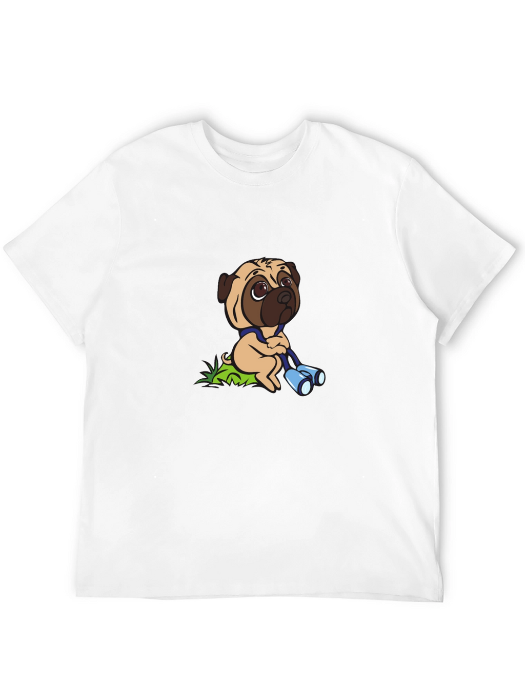 Pug with Binoculars Graphic Tee - Black
