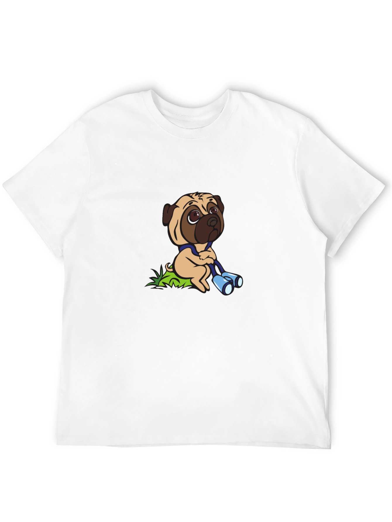 Pug with Binoculars Graphic Tee - Black