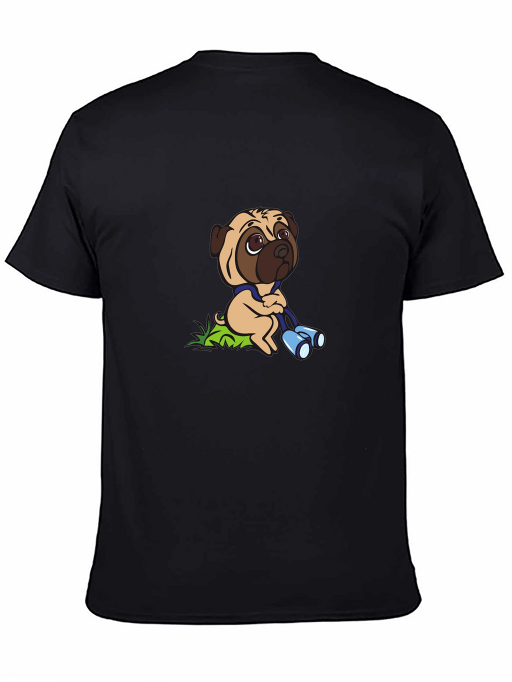 Pug with Binoculars Graphic Tee - Black