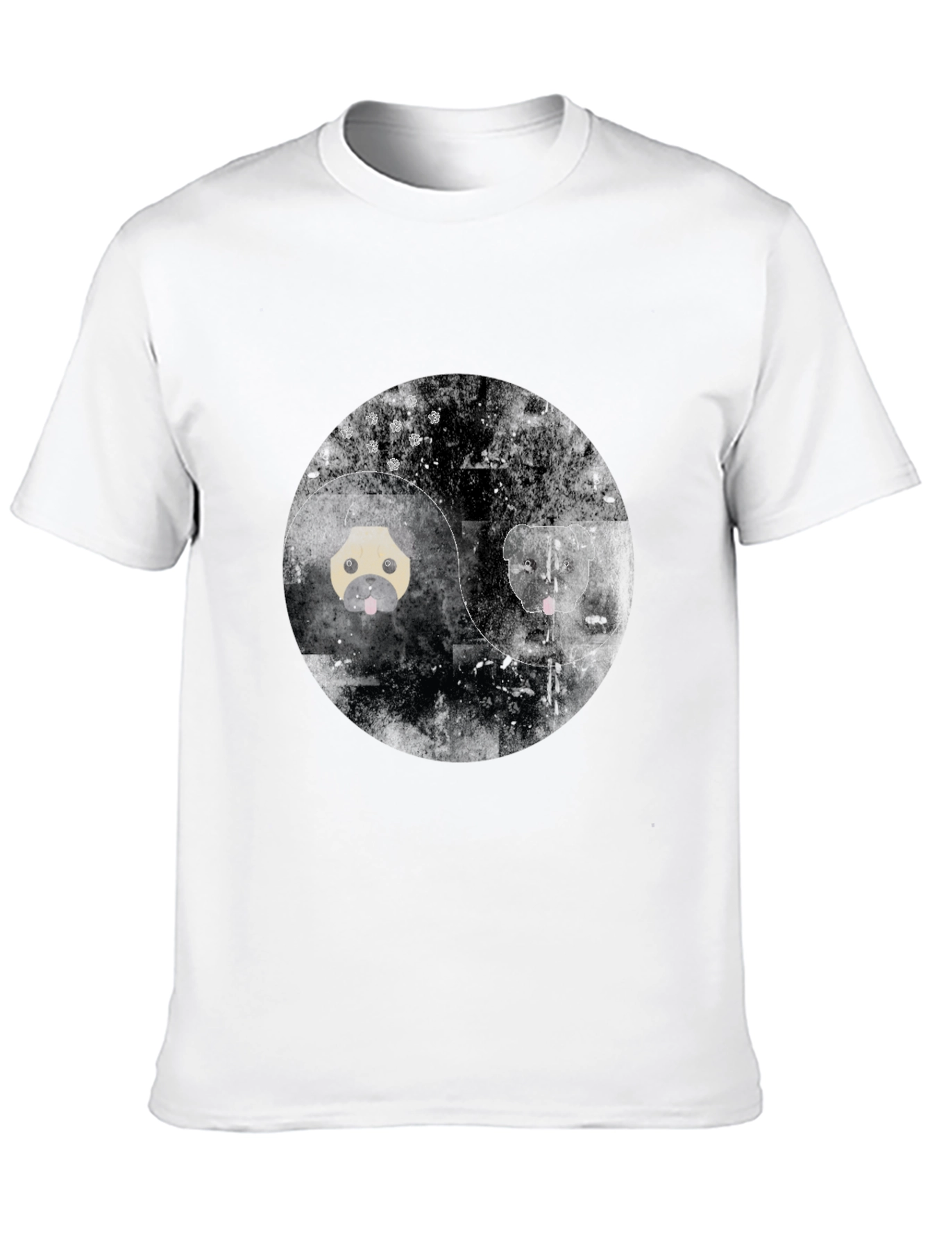 Yin Yang Pug Graphic Tee - Black Cotton
