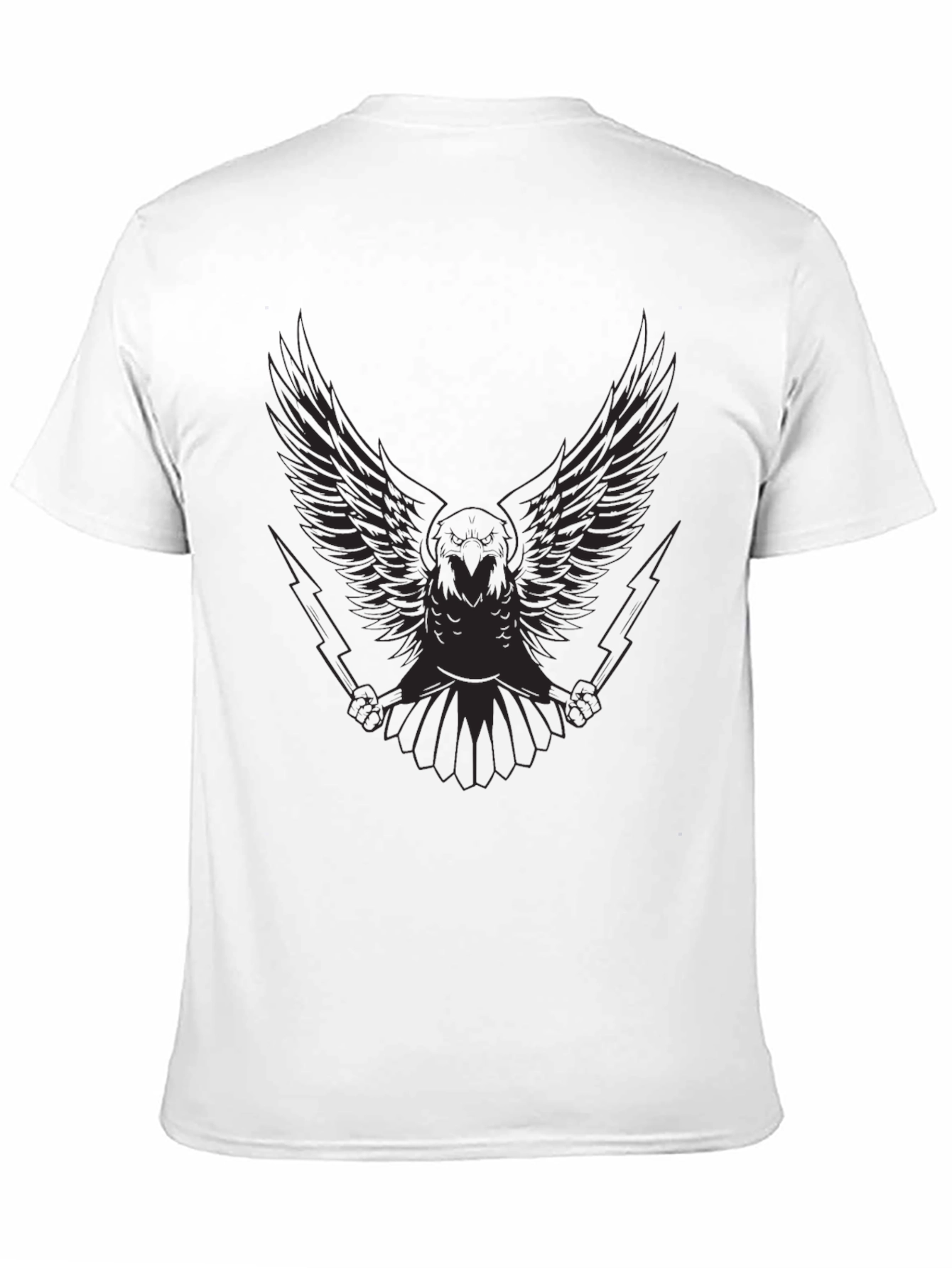 Mens Black Graphic Tee - Winged Owl & Lightning
