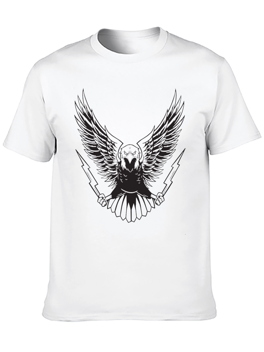 Mens Black Graphic Tee - Winged Owl & Lightning