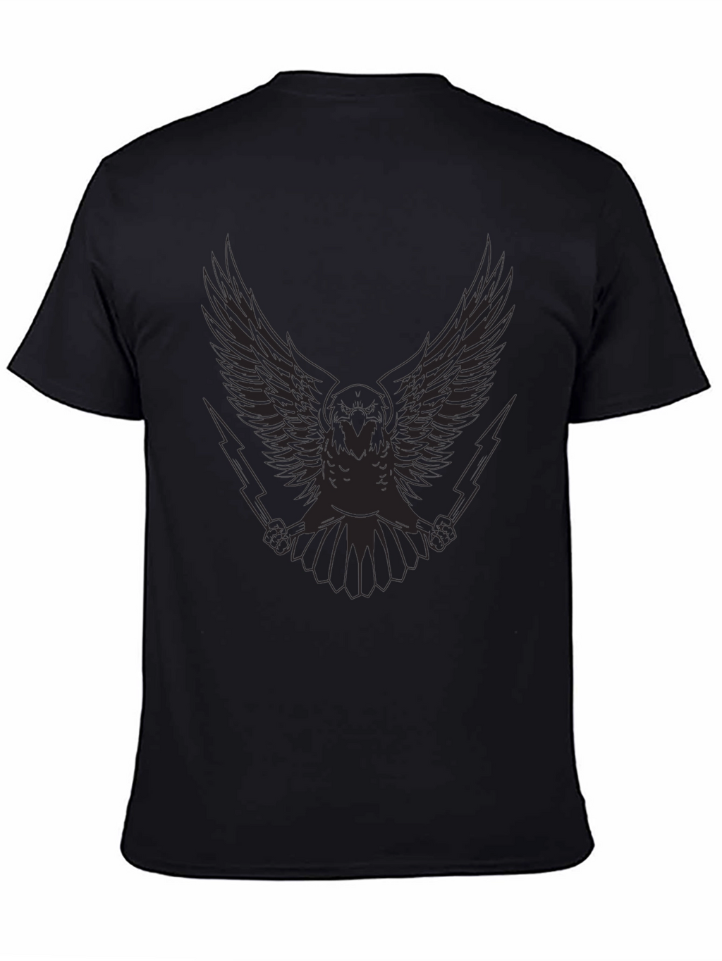 Mens Black Graphic Tee - Winged Owl & Lightning