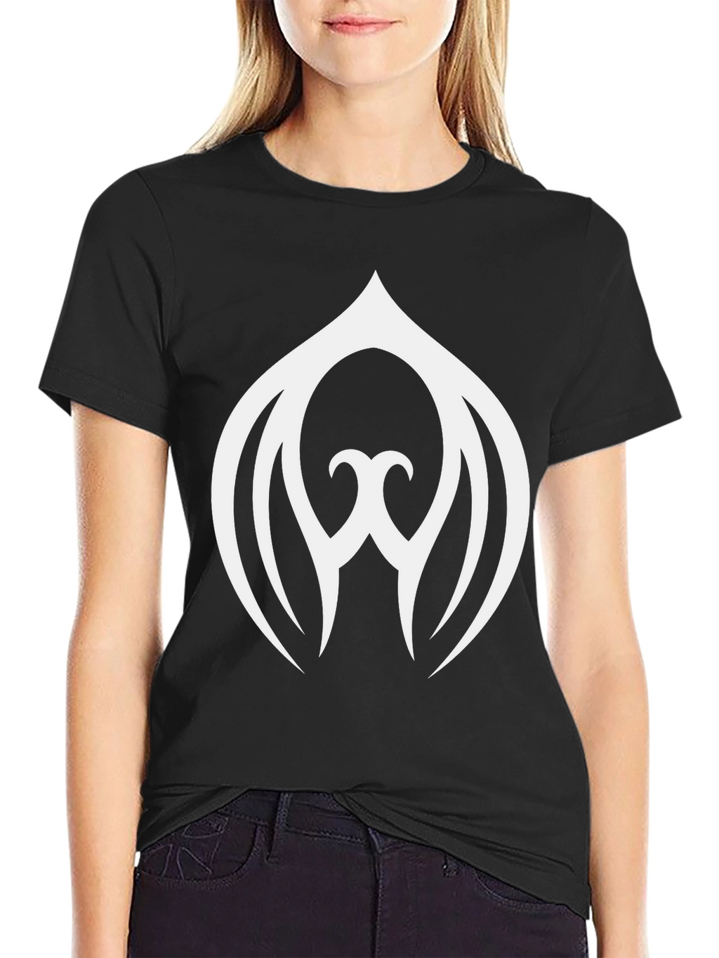 Black T-Shirt with White Abstract Design
