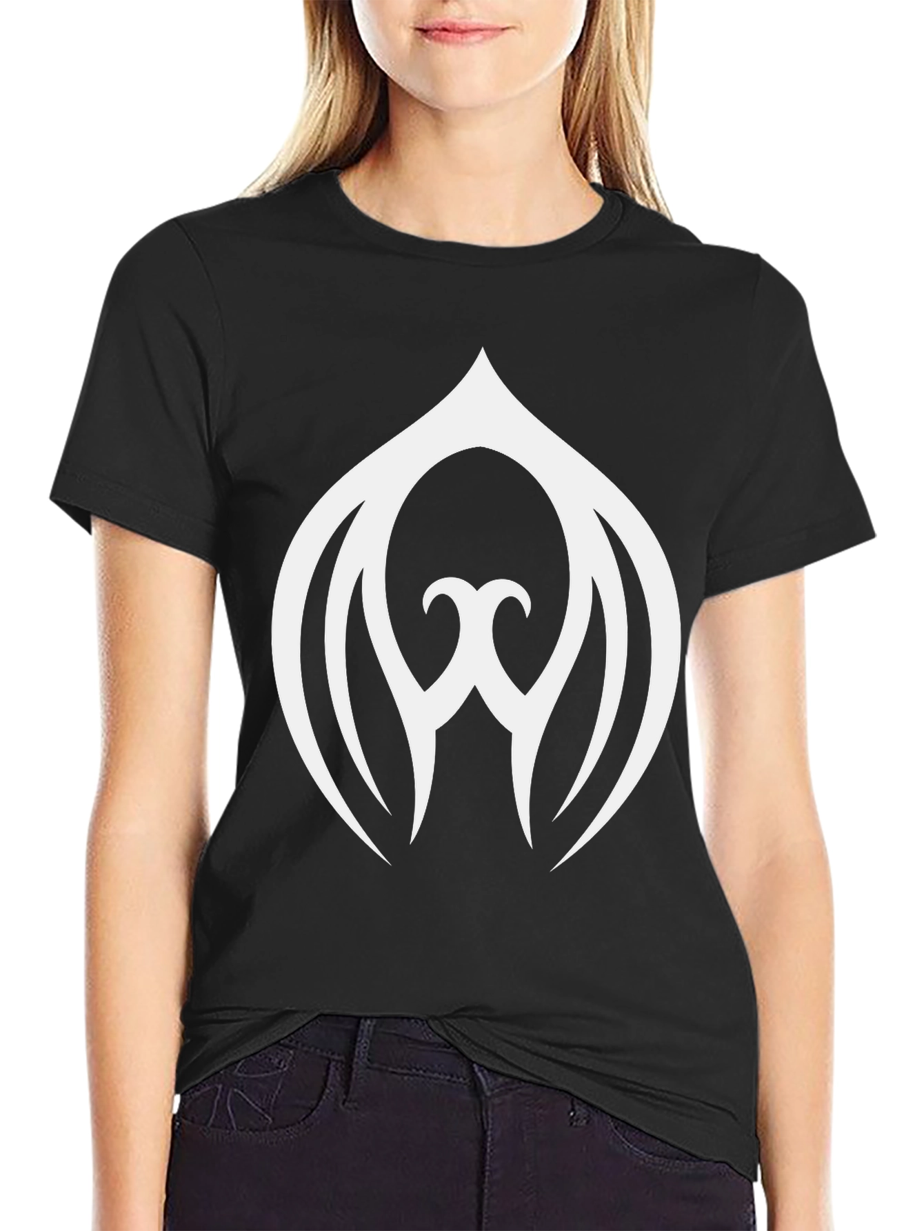 Black T-Shirt with White Abstract Design