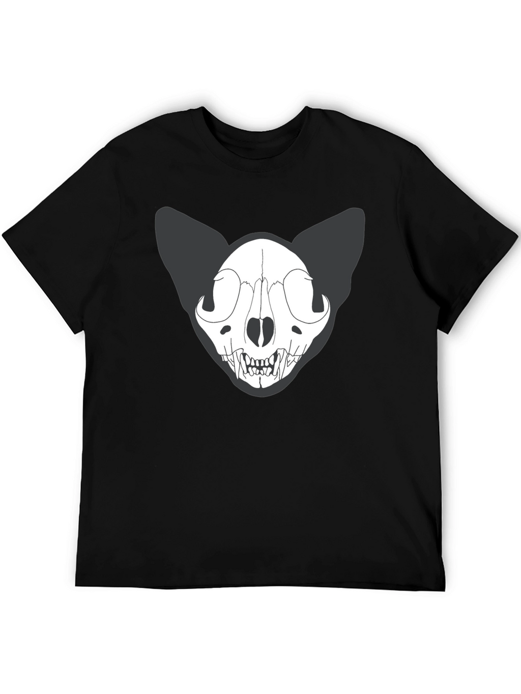 Black Cat Skull T-Shirt - Gothic Style Tee