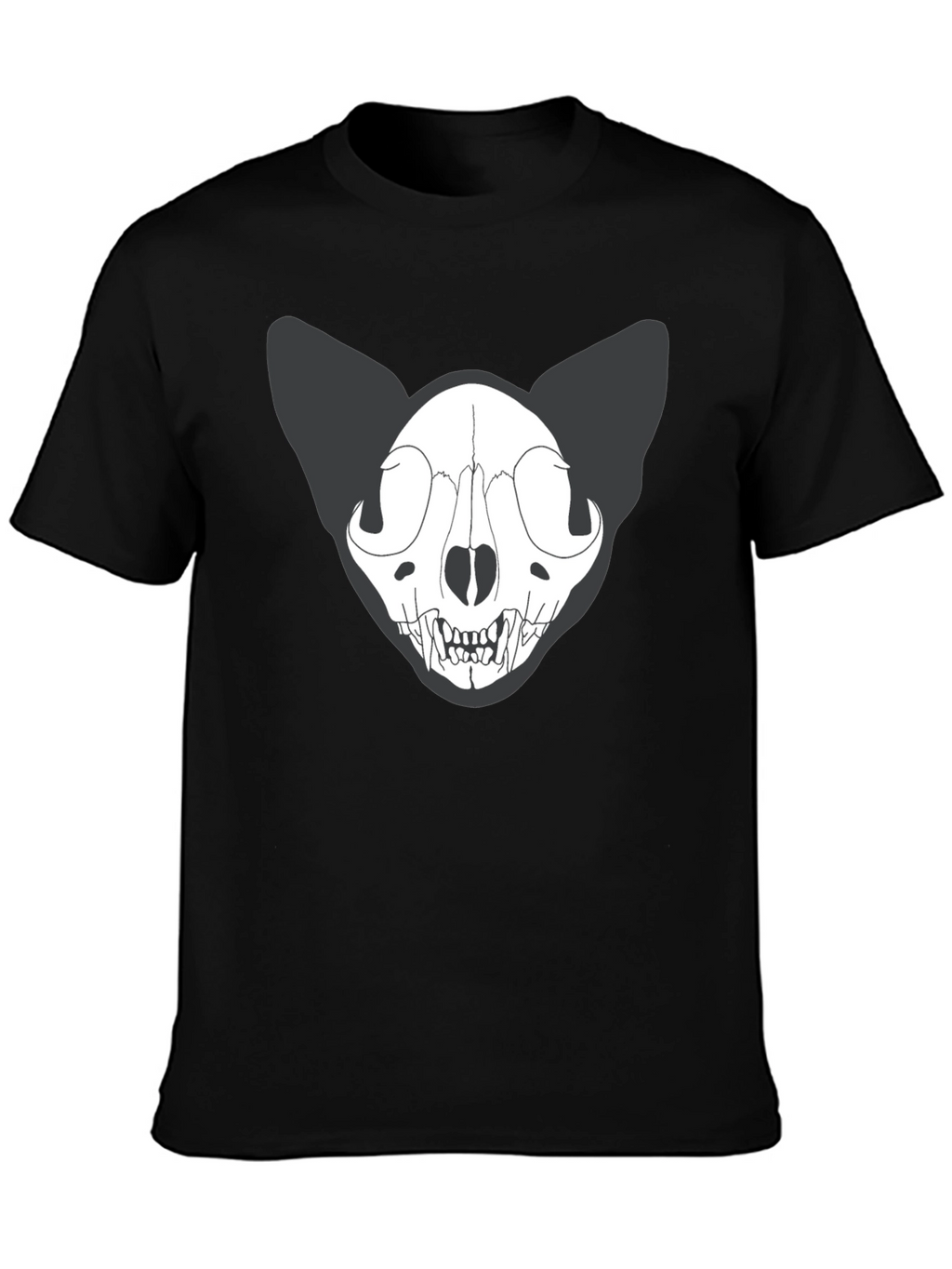 Black Cat Skull T-Shirt - Gothic Style Tee
