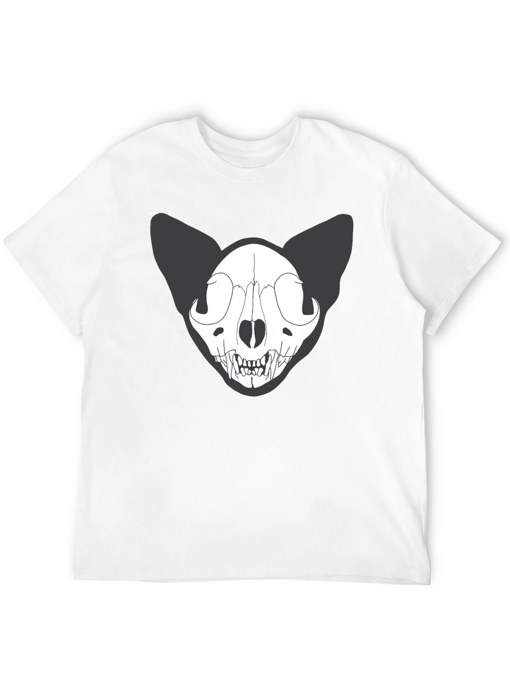 Black Cat Skull T-Shirt - Gothic Style Tee