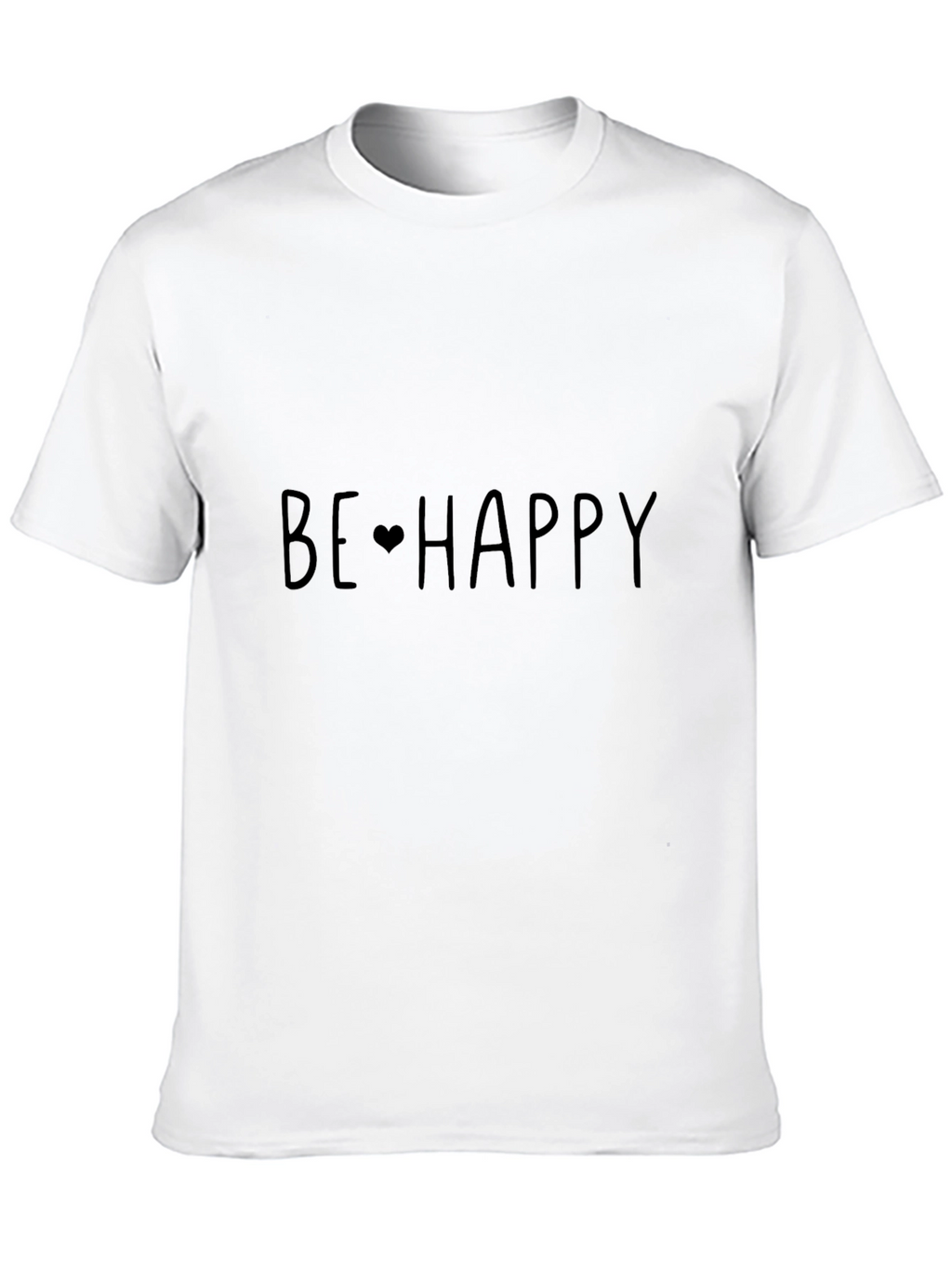 Be Happy Black Cotton Graphic Tee