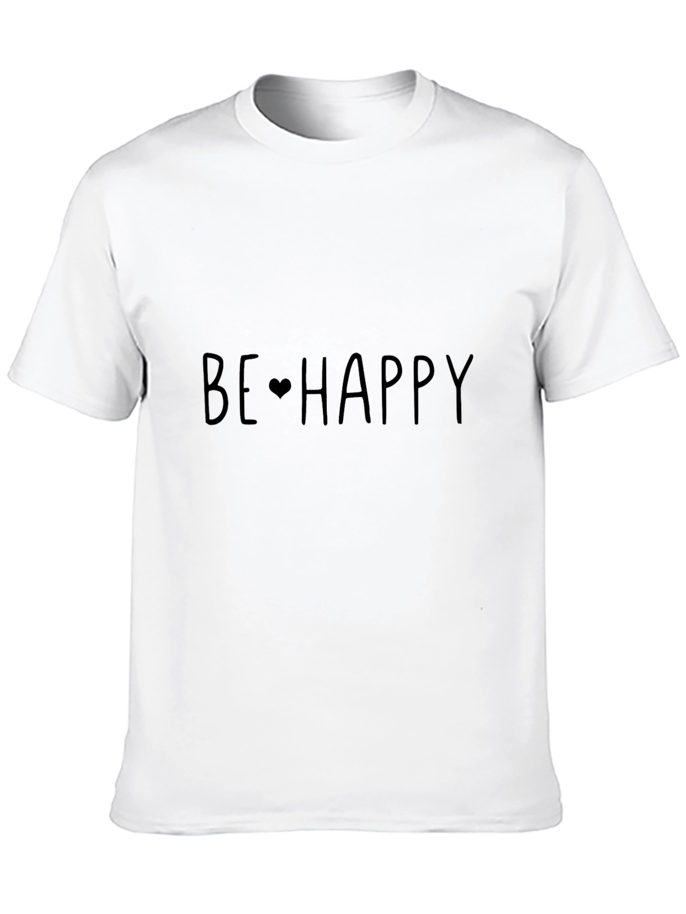 Be Happy Black Cotton Graphic Tee