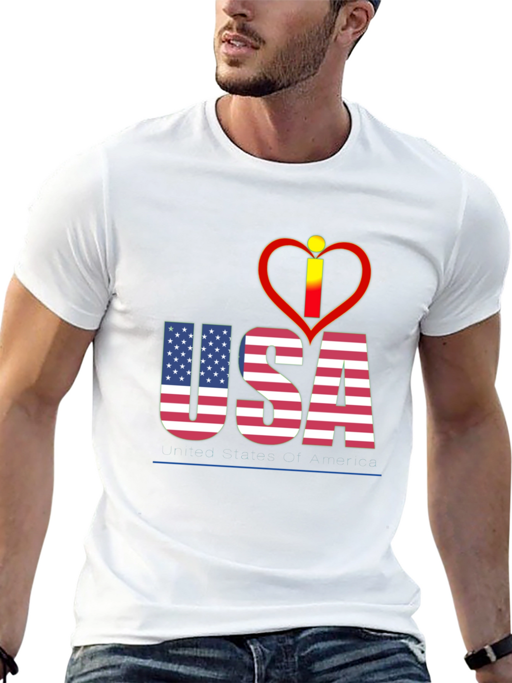 USA Flag Heart Graphic T-Shirt