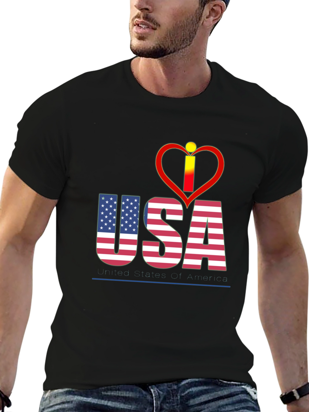 USA Flag Heart Graphic T-Shirt