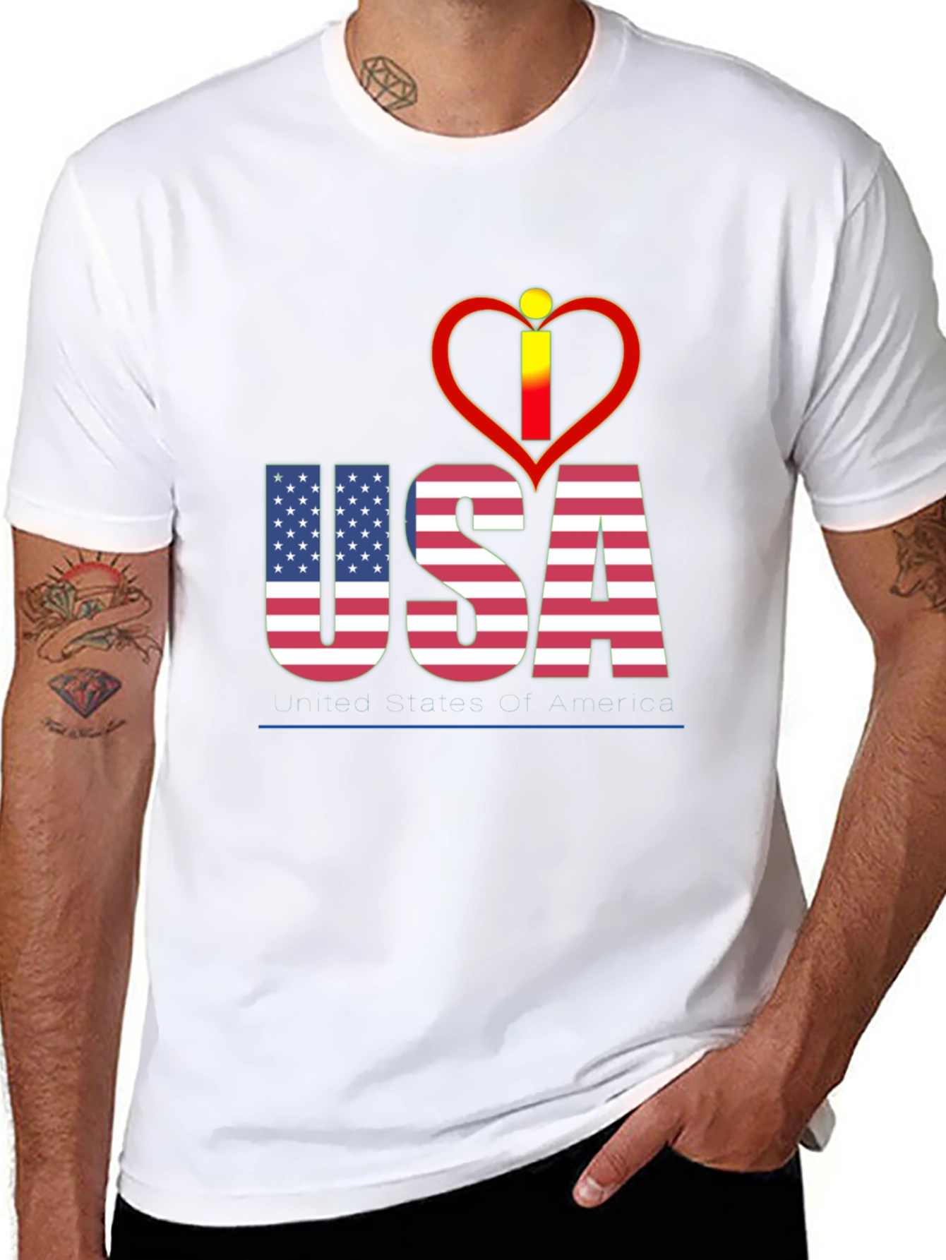 USA Flag Heart Graphic T-Shirt