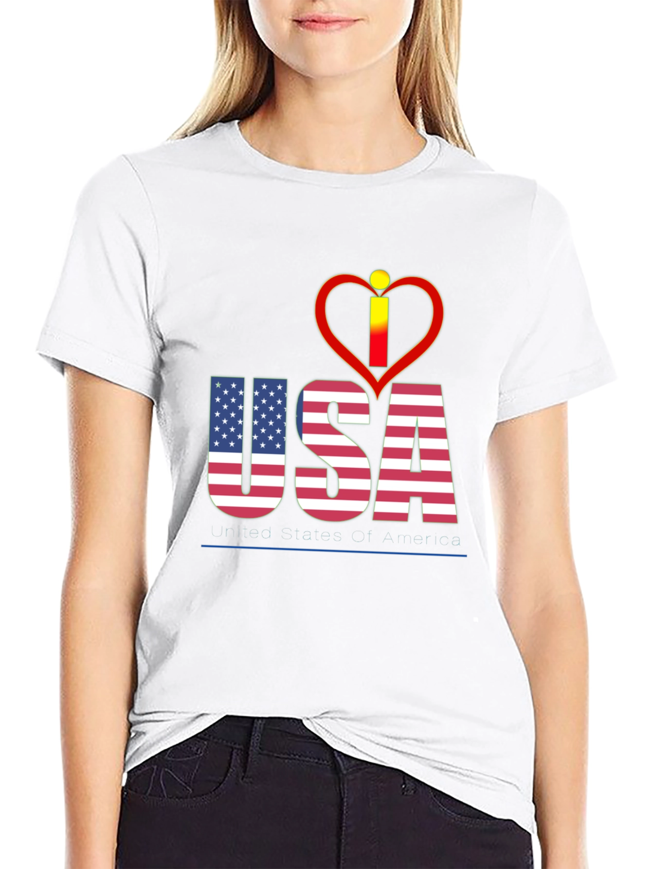 USA Flag Heart Graphic T-Shirt