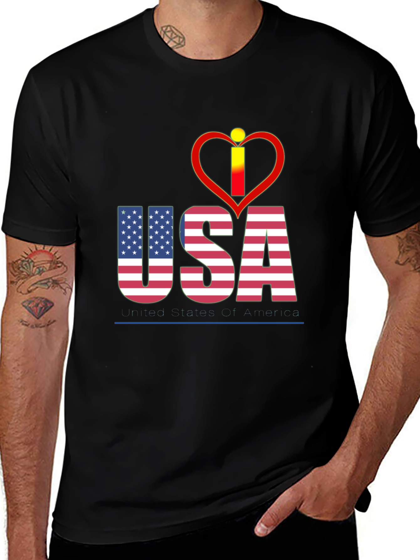 USA Flag Heart Graphic T-Shirt