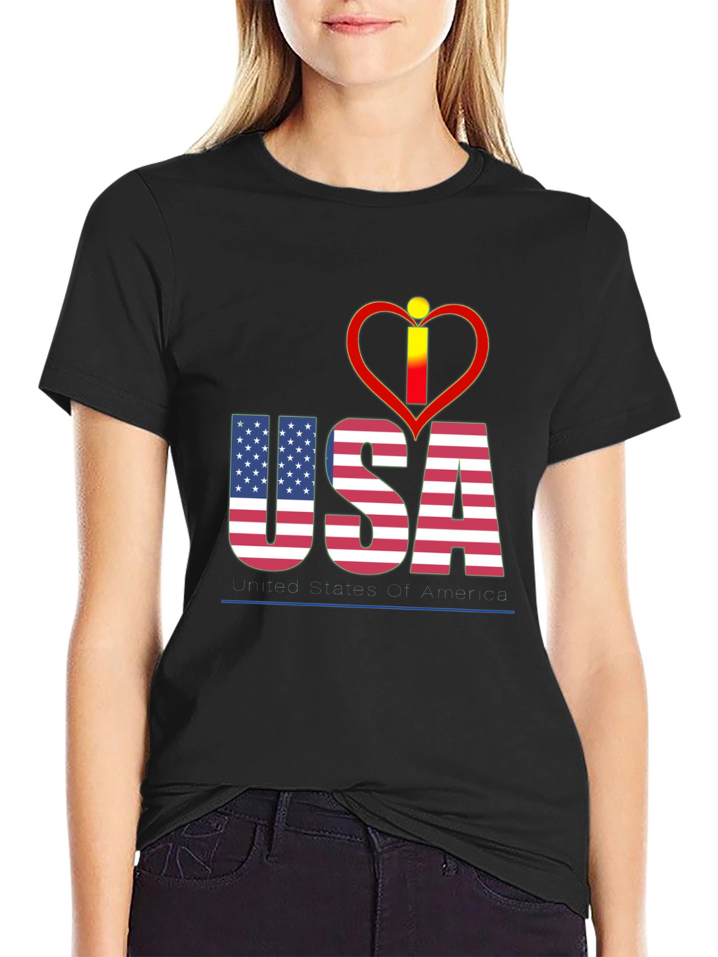 USA Flag Heart Graphic T-Shirt