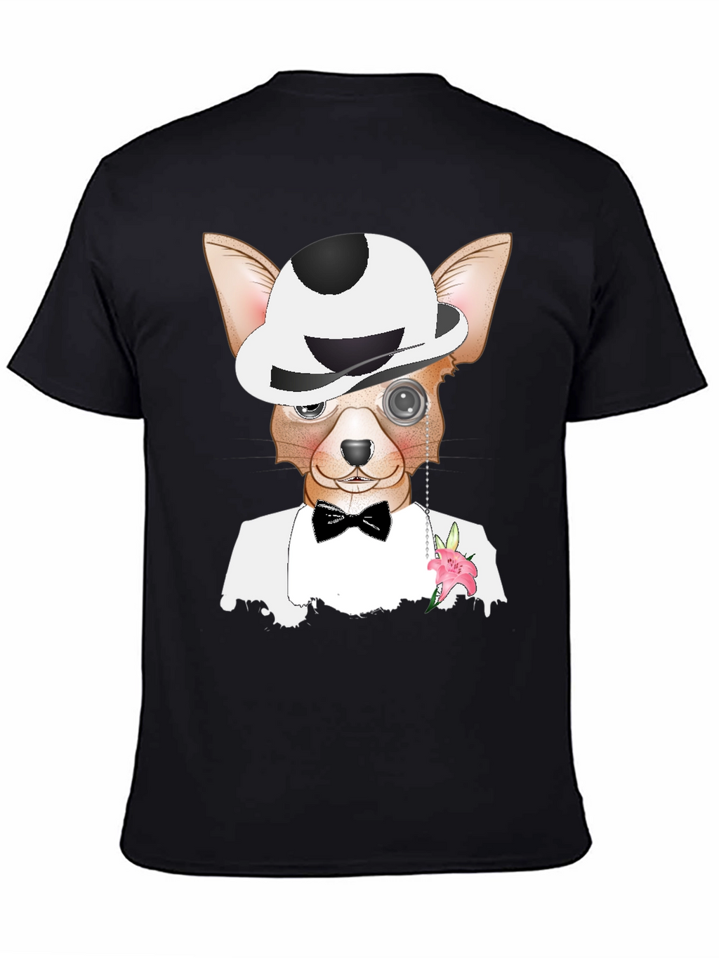 Dapper Dog T-Shirt: Chihuahua in Tuxedo & Bowler Hat