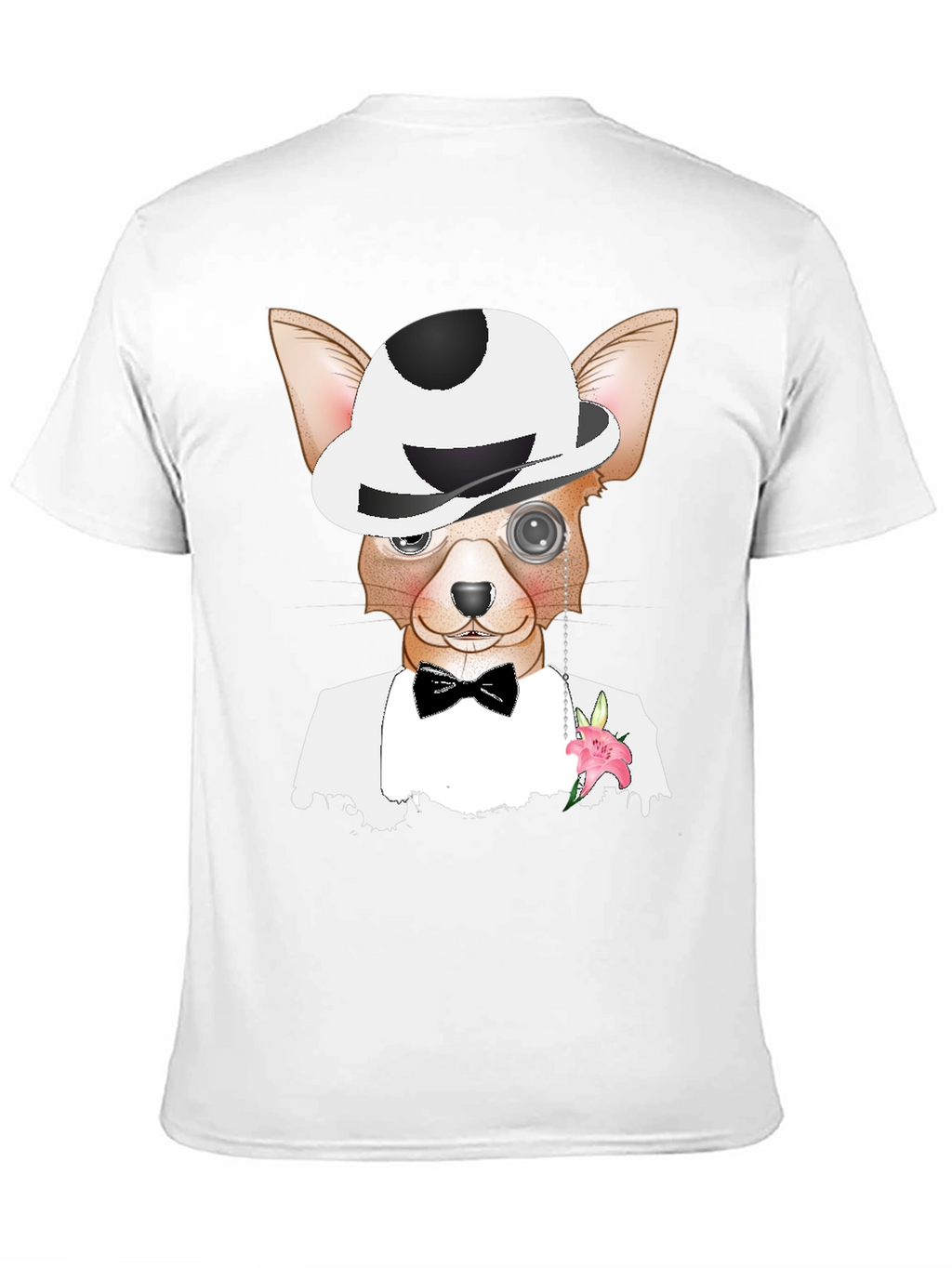 Dapper Dog T-Shirt: Chihuahua in Tuxedo & Bowler Hat