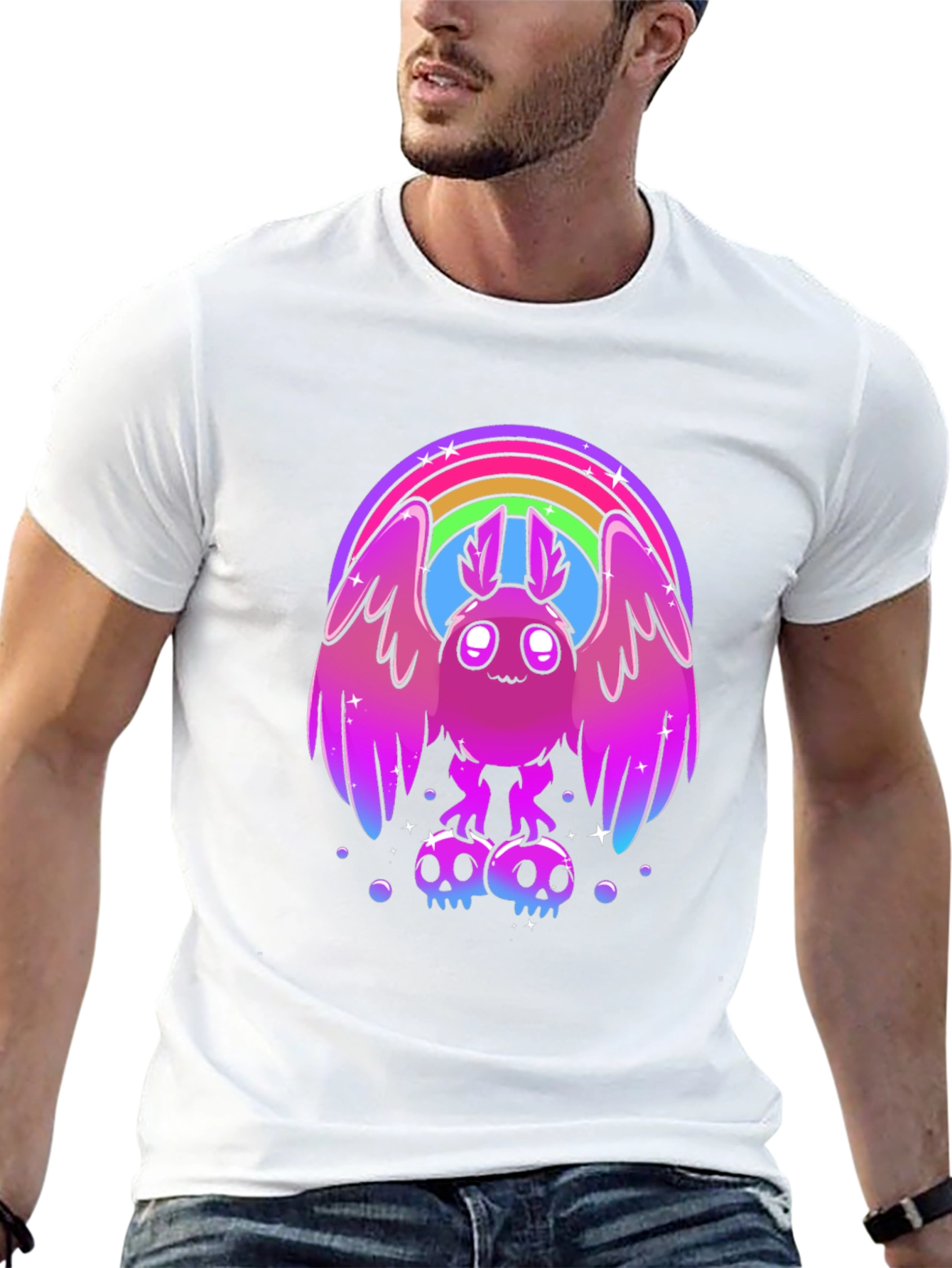 Rainbow Mothman Graphic Tee - Quirky & Stylish