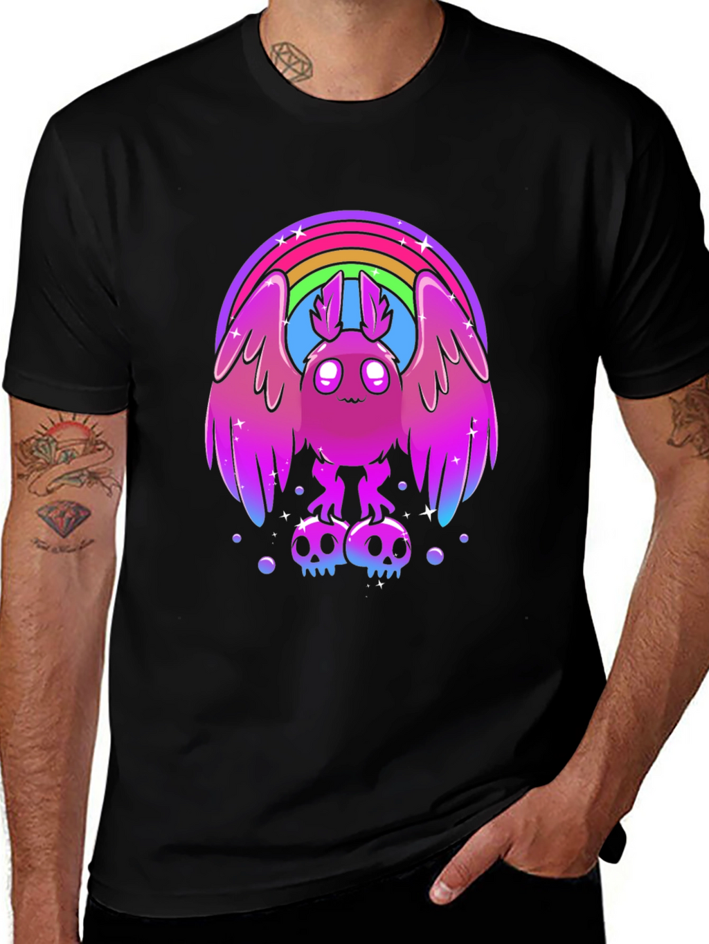 Rainbow Mothman Graphic Tee - Quirky & Stylish