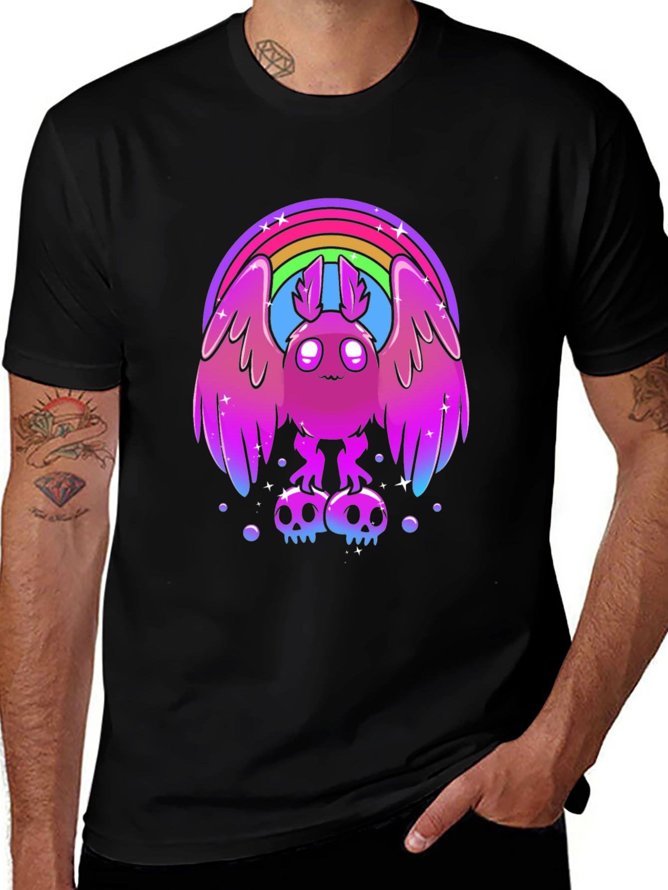 Rainbow Mothman Graphic Tee - Quirky & Stylish