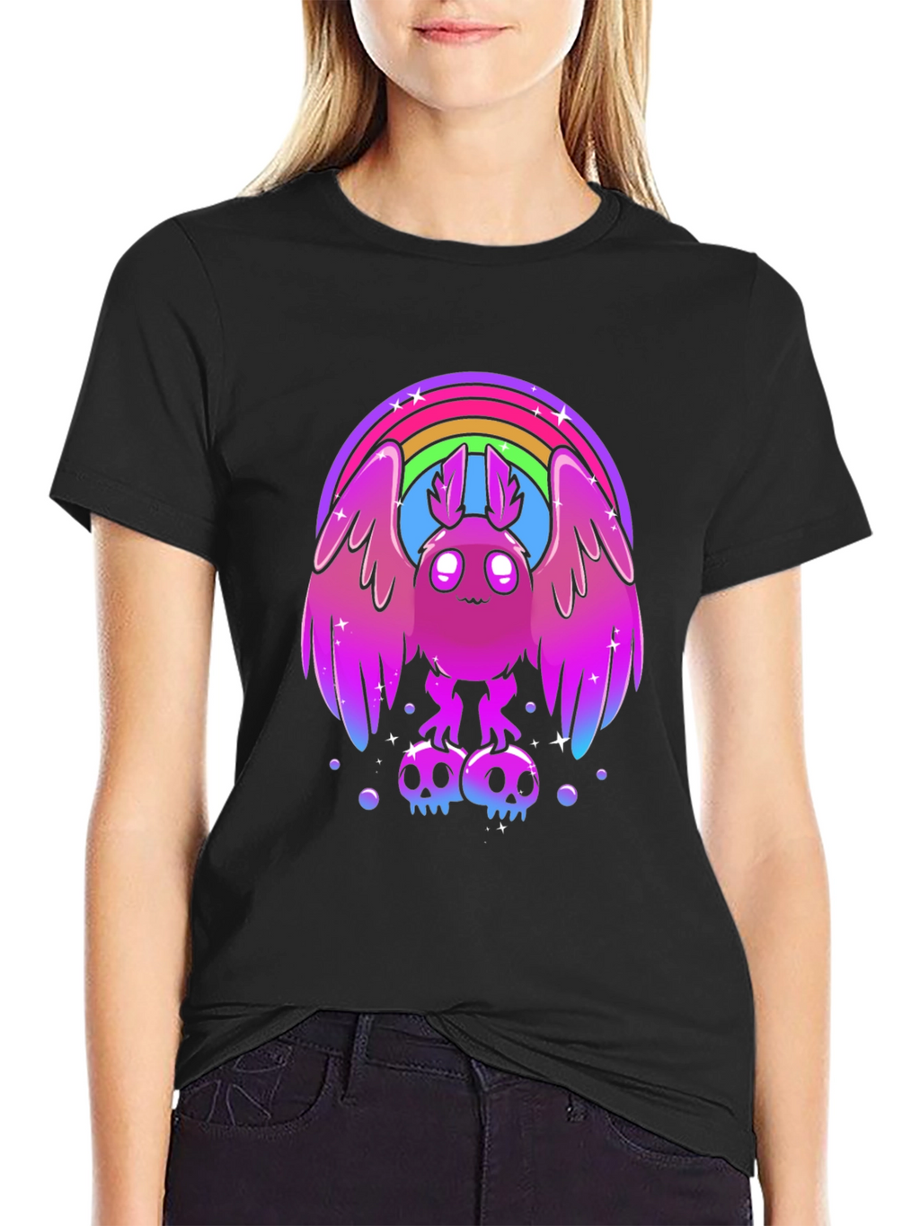 Rainbow Mothman Graphic Tee - Quirky & Stylish