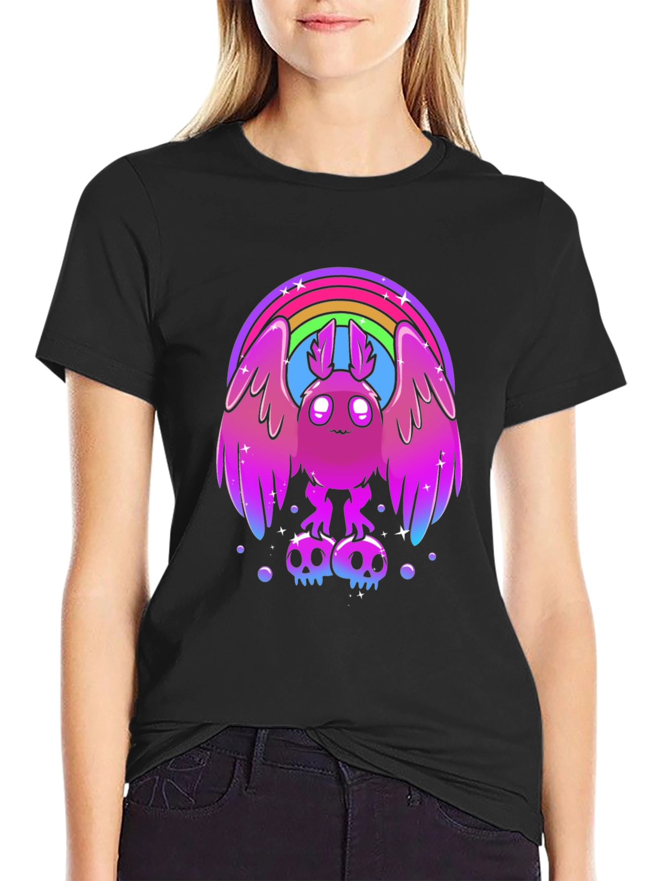 Rainbow Mothman Graphic Tee - Quirky & Stylish