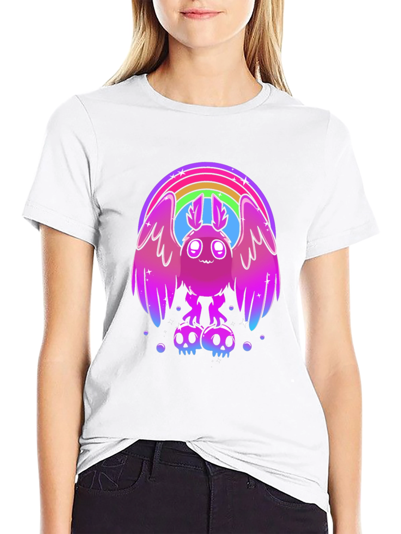 Rainbow Mothman Graphic Tee - Quirky & Stylish