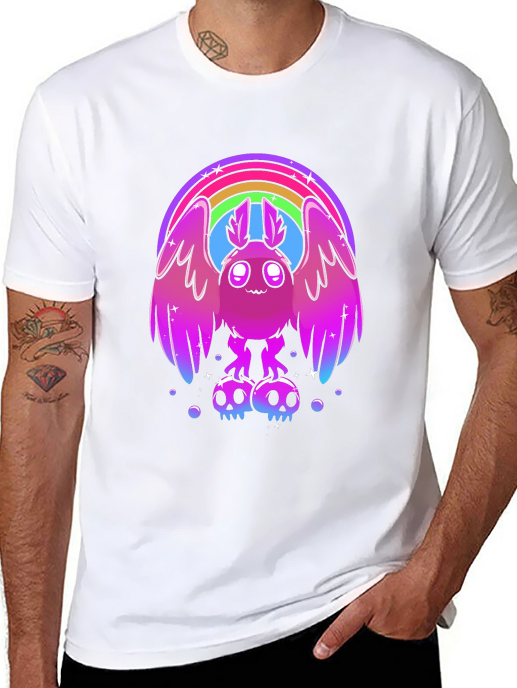 Rainbow Mothman Graphic Tee - Quirky & Stylish