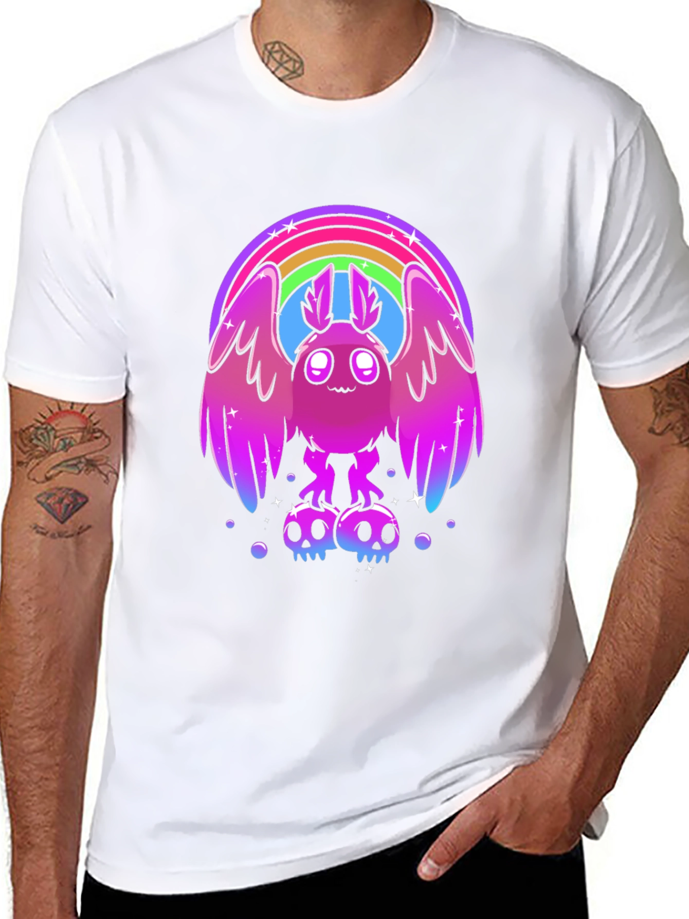 Rainbow Mothman Graphic Tee - Quirky & Stylish