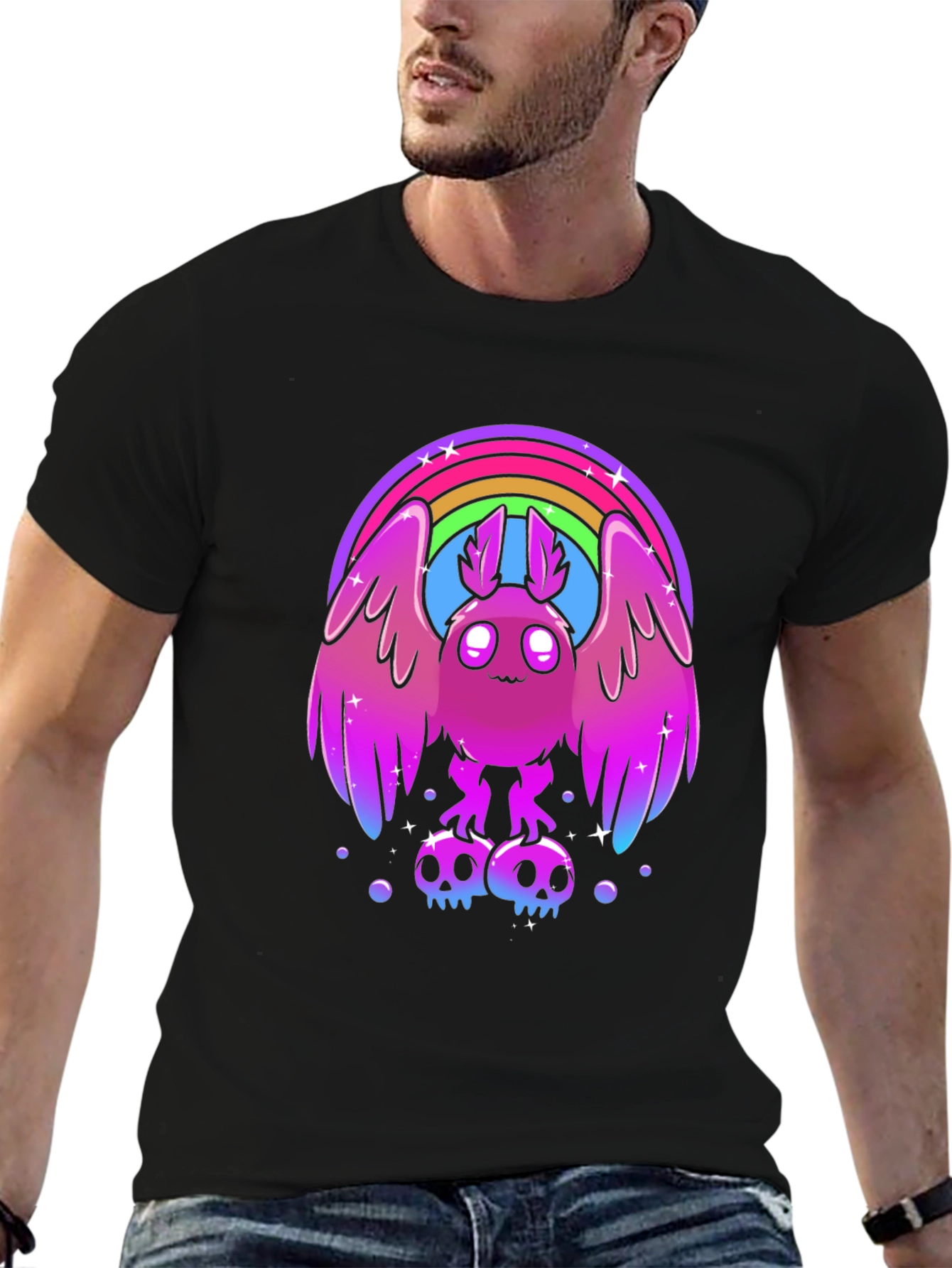 Rainbow Mothman Graphic Tee - Quirky & Stylish