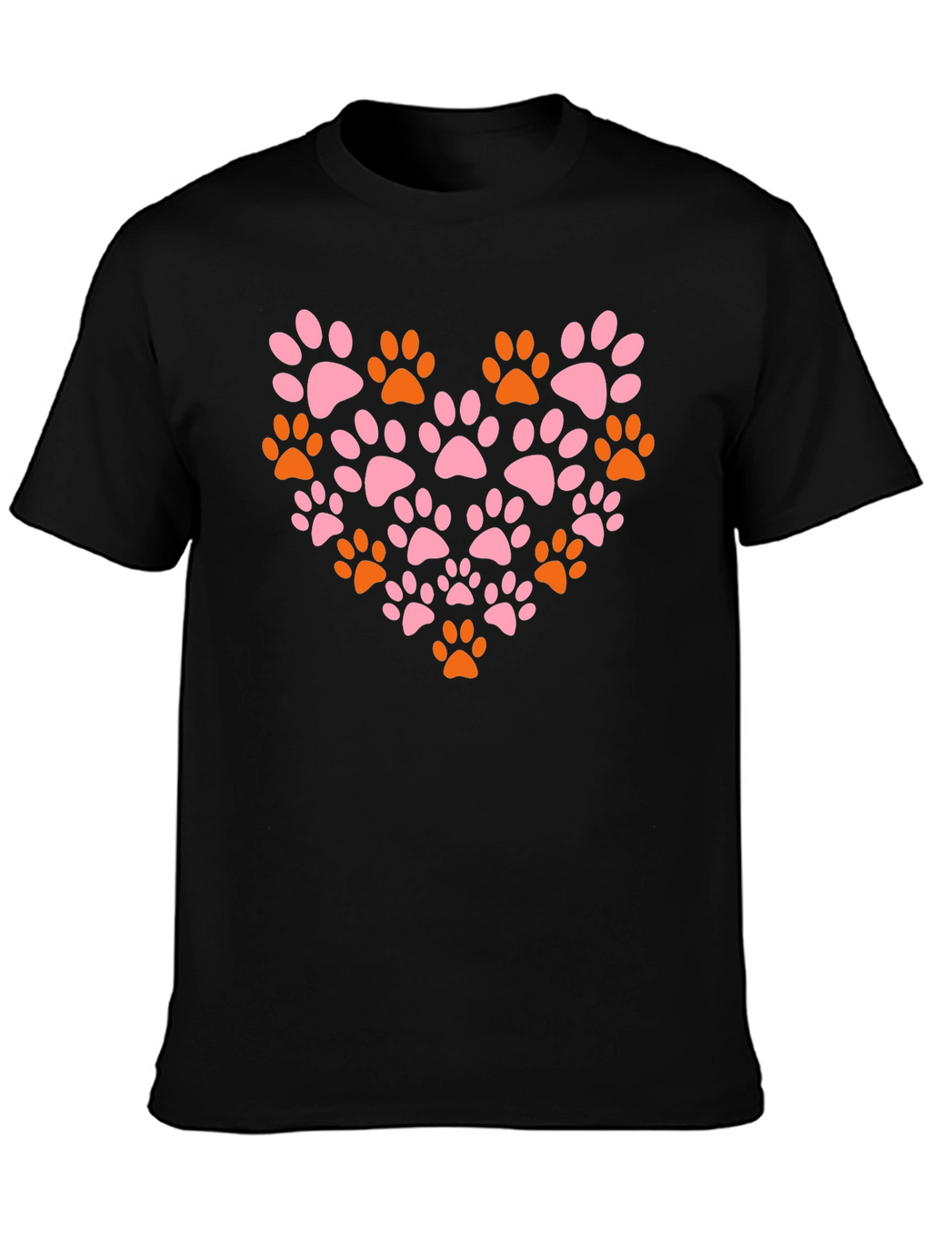 Paw Print Heart T-Shirt - Black