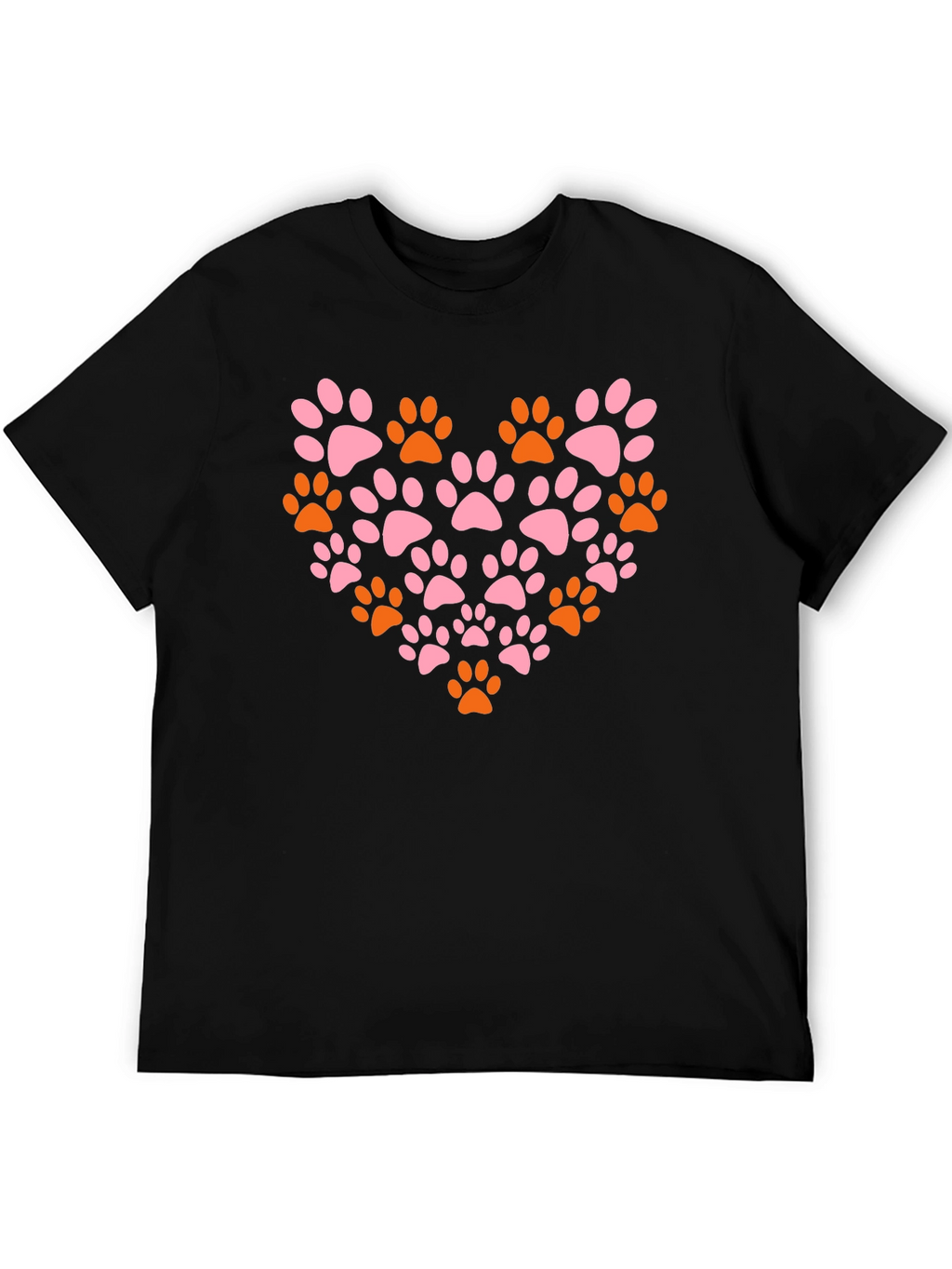 Paw Print Heart T-Shirt - Black
