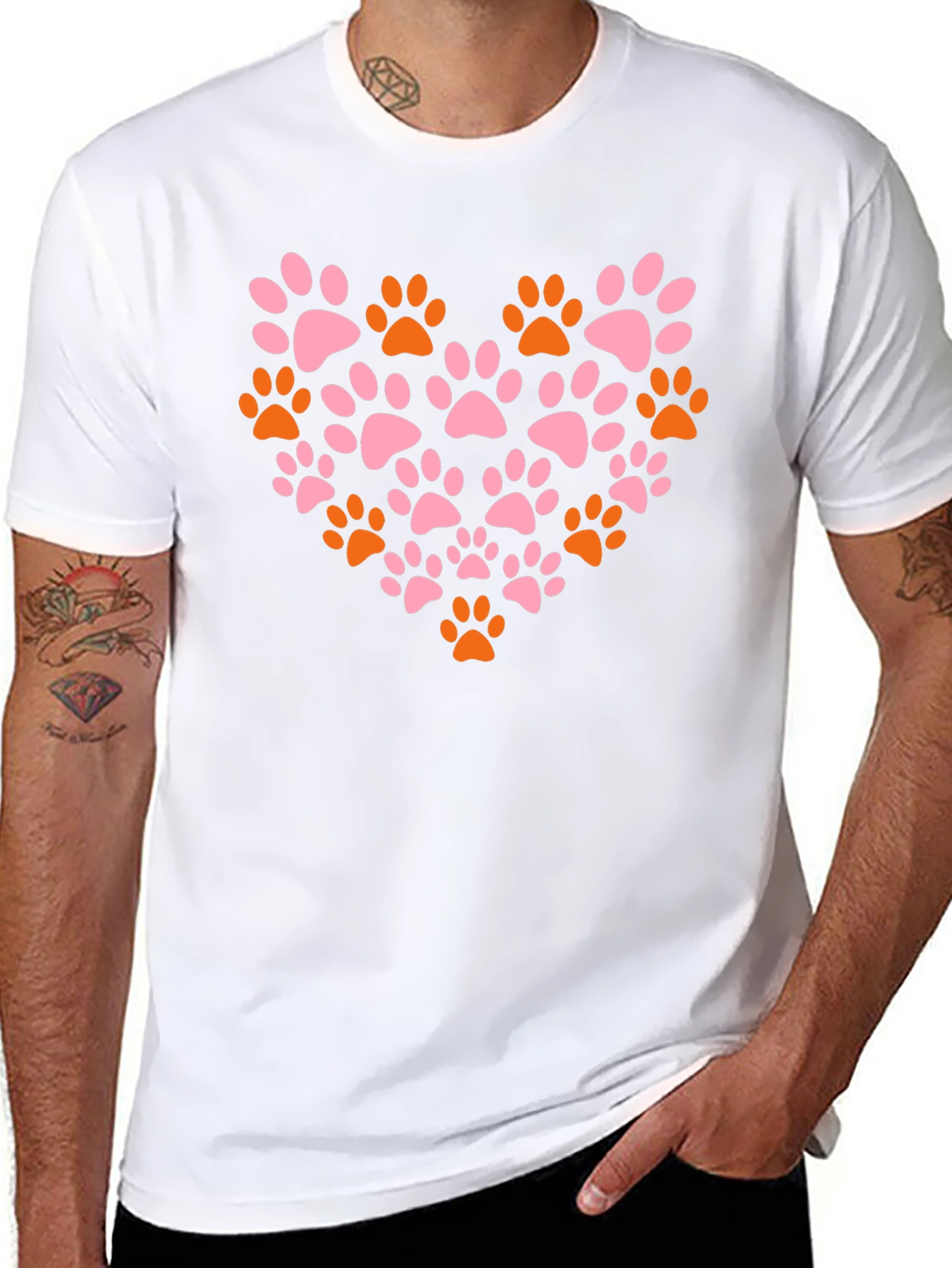 Paw Print Heart T-Shirt - Black