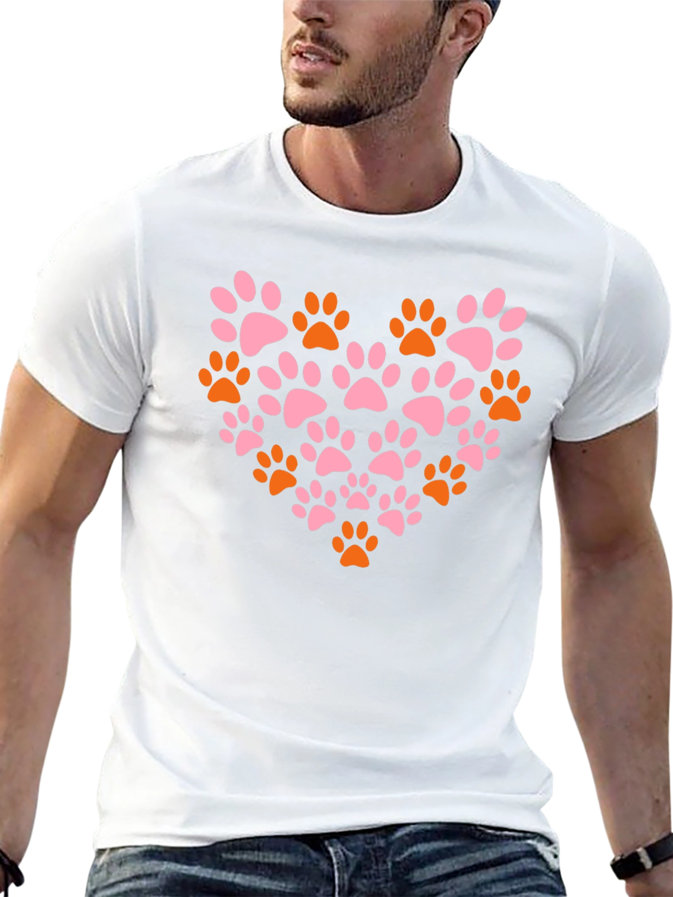 Paw Print Heart T-Shirt - Black