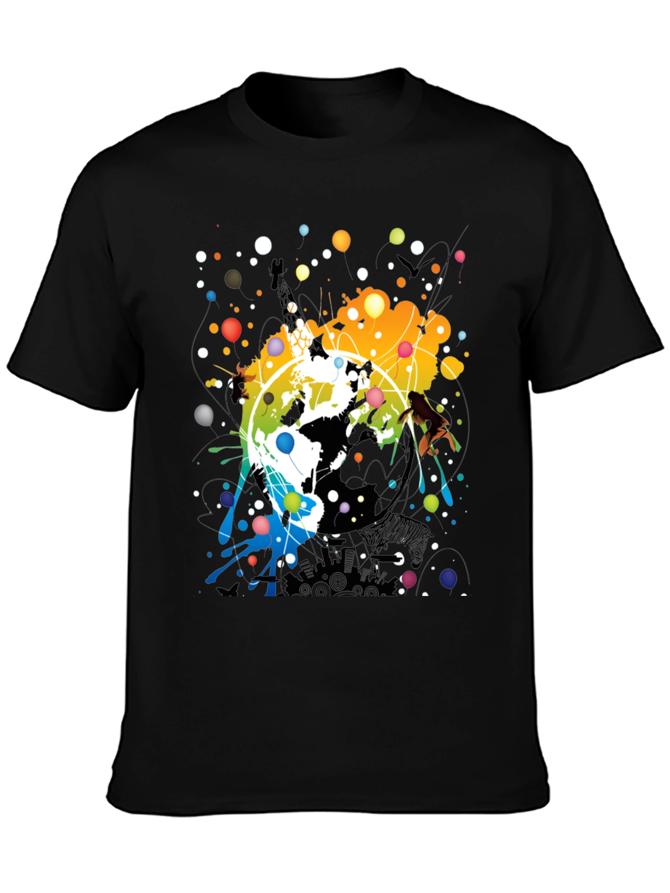 Abstract Earth Graphic Mens Black T-Shirt