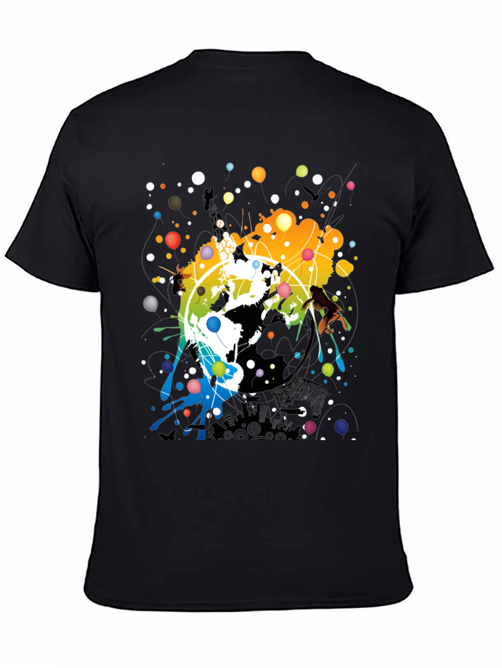 Abstract Earth Graphic Mens Black T-Shirt