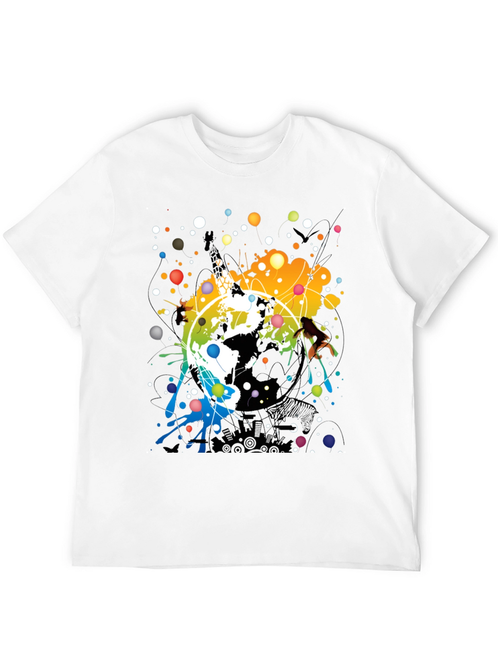 Abstract Earth Graphic Mens Black T-Shirt