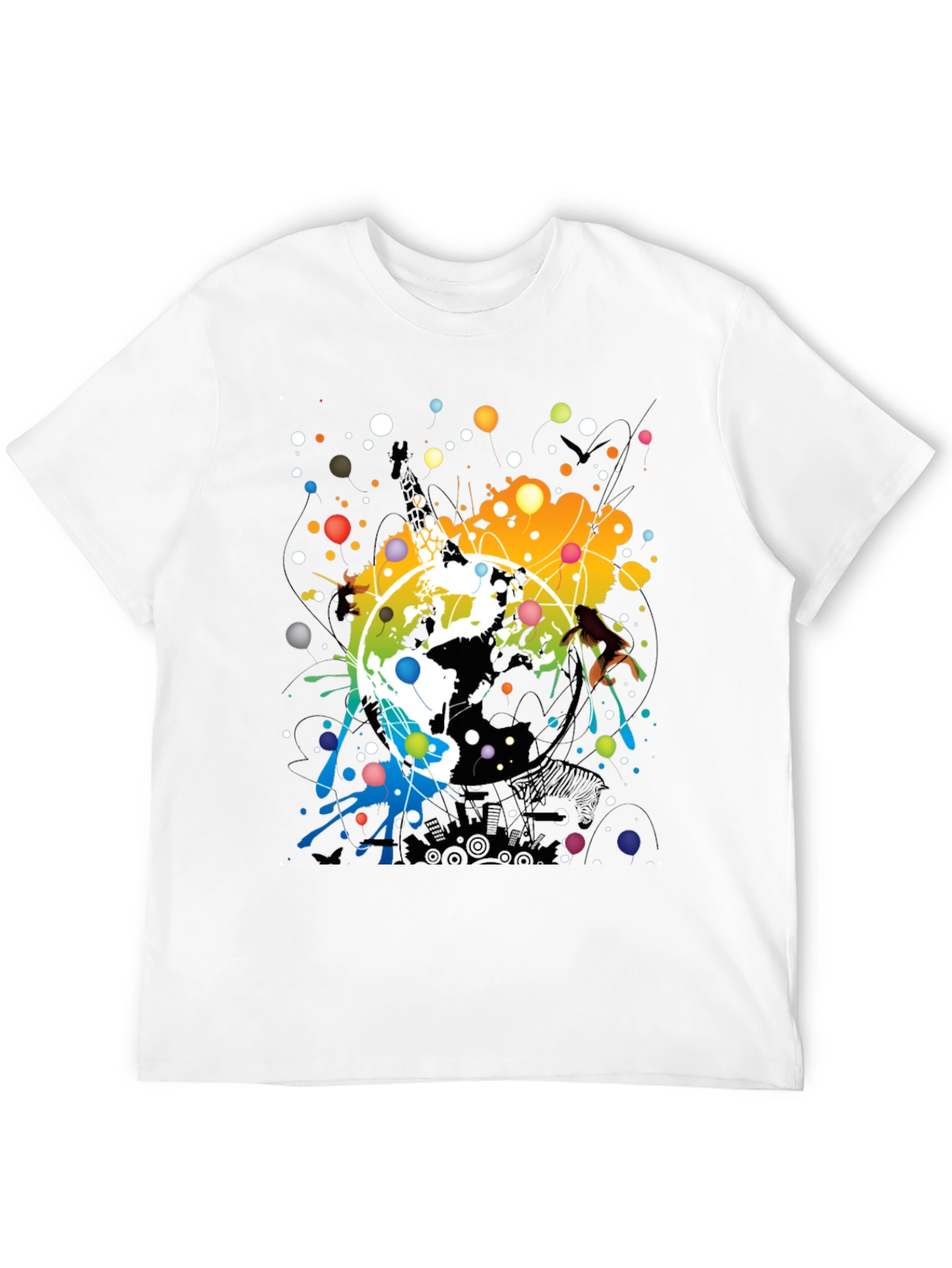 Abstract Earth Graphic Mens Black T-Shirt