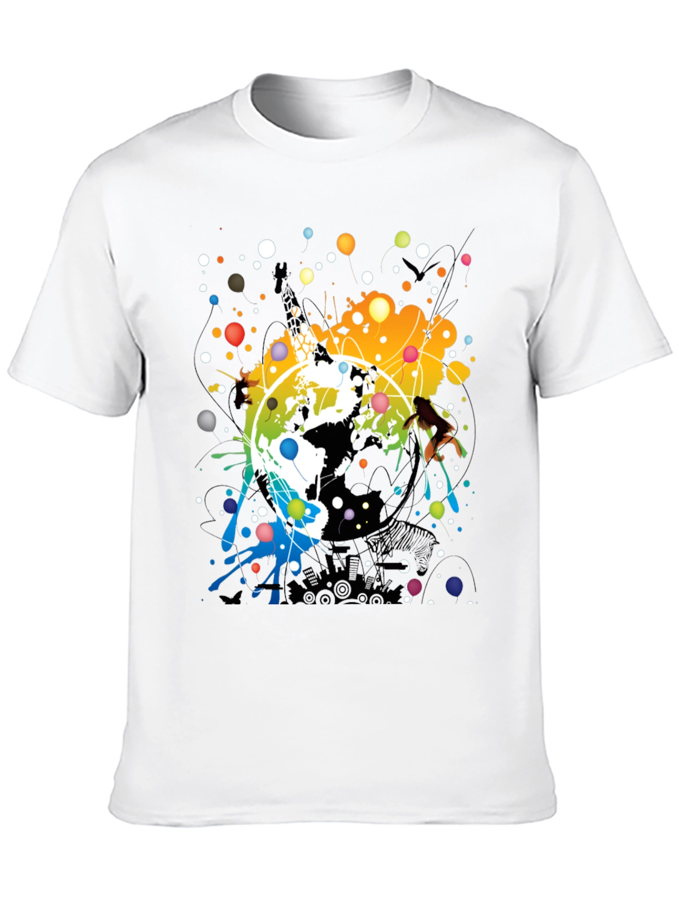 Abstract Earth Graphic Mens Black T-Shirt