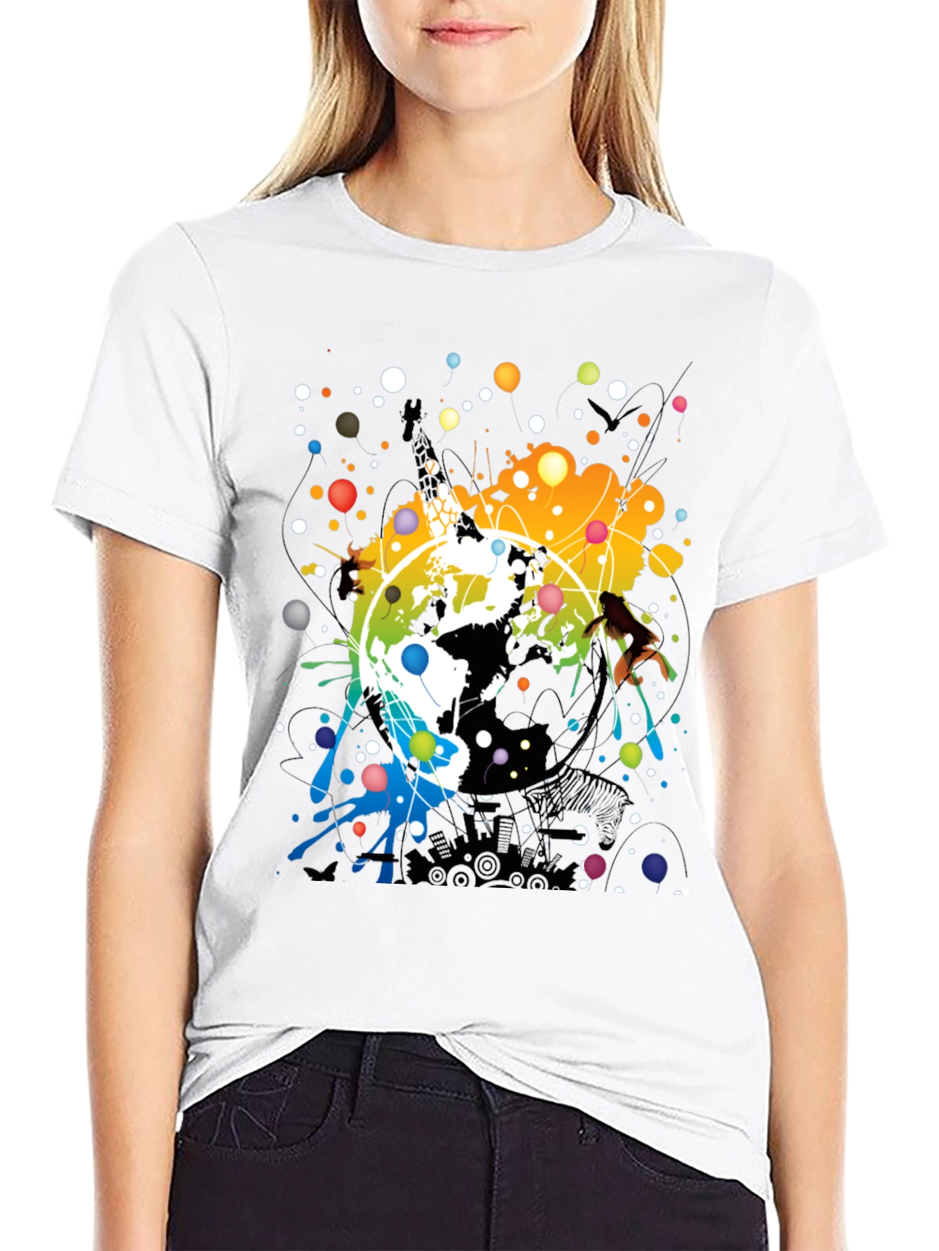Abstract Earth Graphic Mens Black T-Shirt